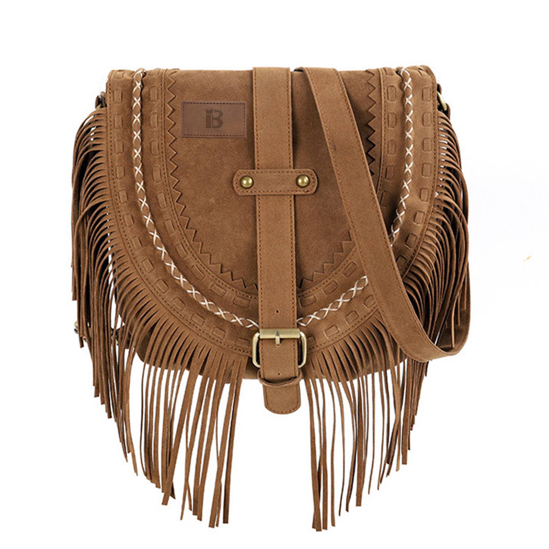 Suede Vintage tassel cross-body bag