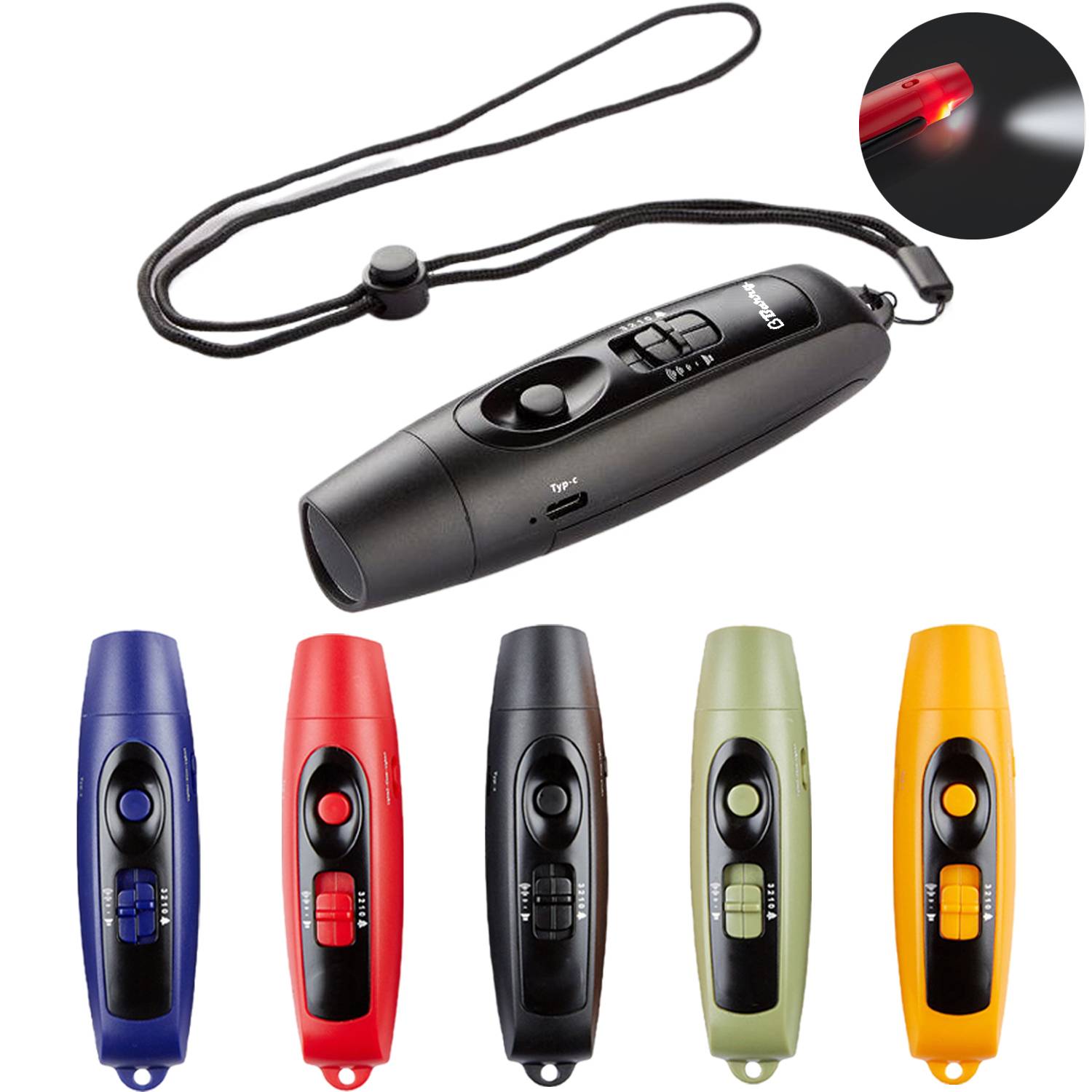 USB Rechargeable Electronic Whistle w/ LED Light