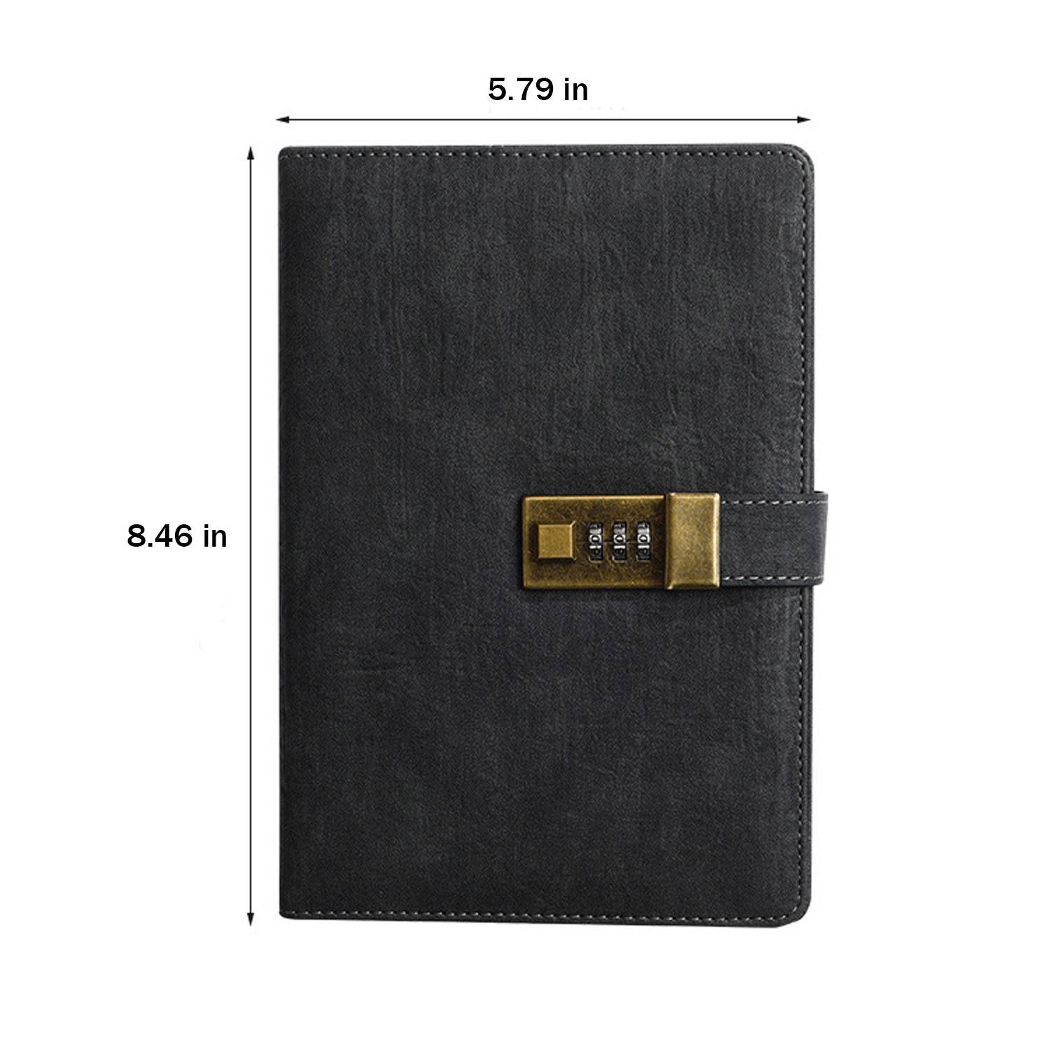 A5 PU Leather Journal Notebook w/ Metal Password Lock - Image 6