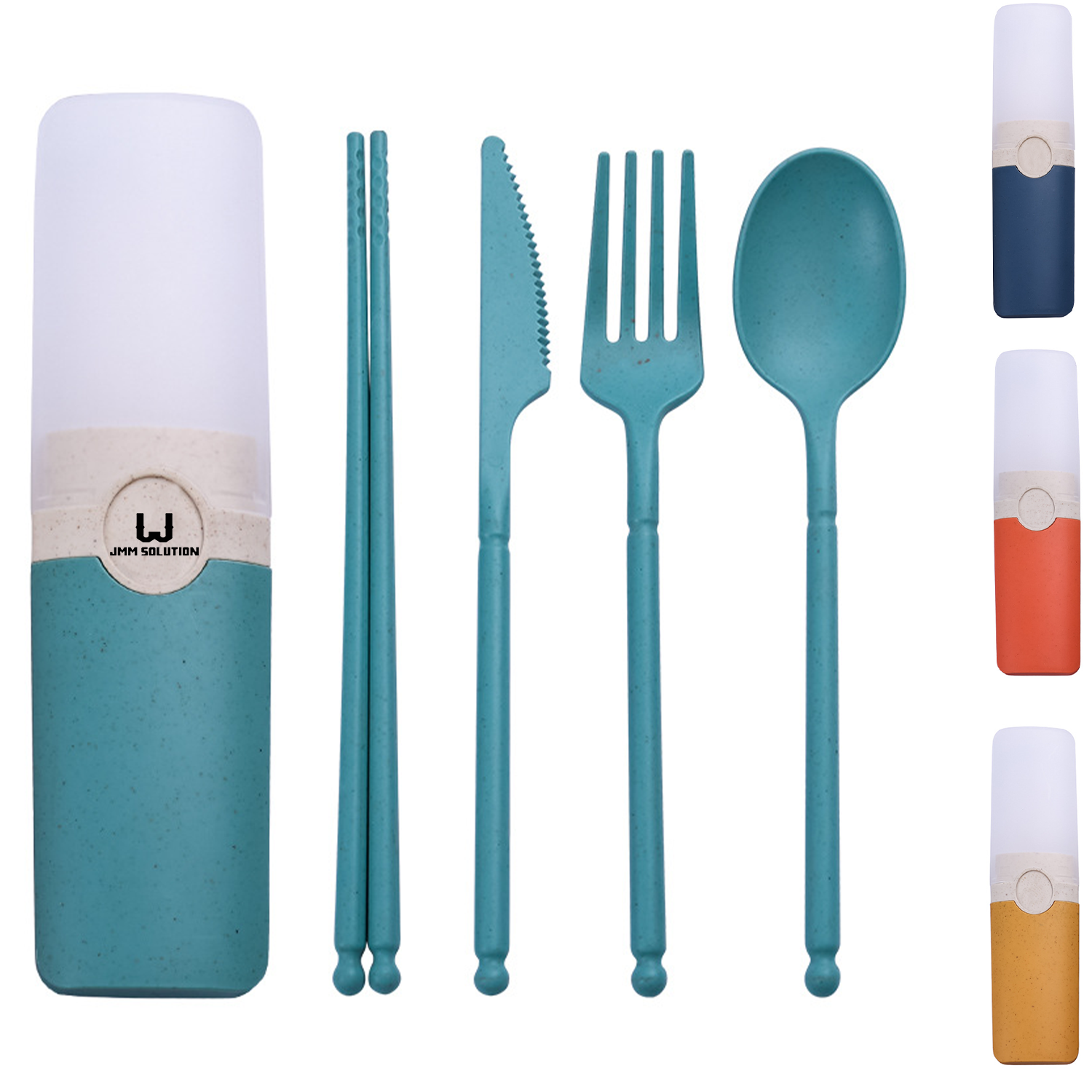 4 Pcs Food Grade Wheat Straw Tableware Set w/ Box