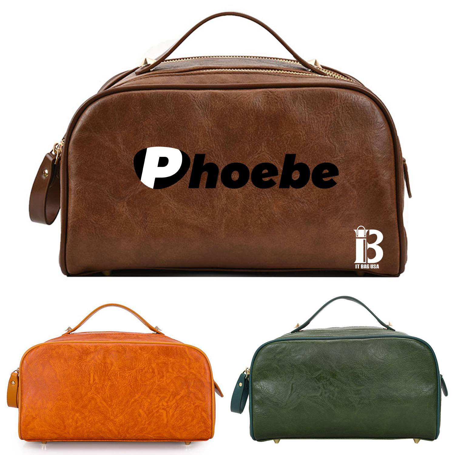 Water-Resistant Leather Toiletry Organizer