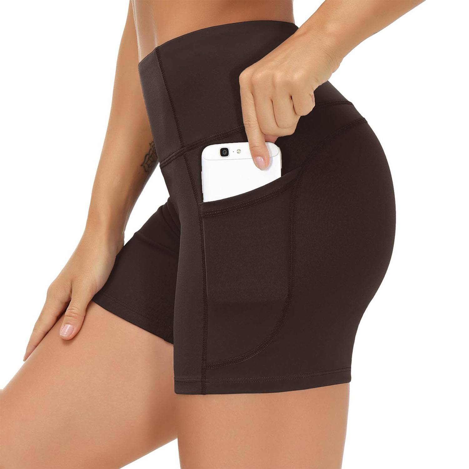 High Waist Breathable Polyester Workout Shorts w/ Pockets - Image 7