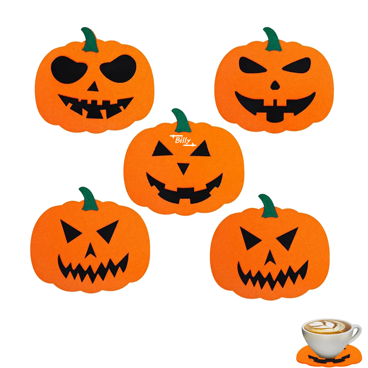 5PCS Felt Pumpkin Coaster