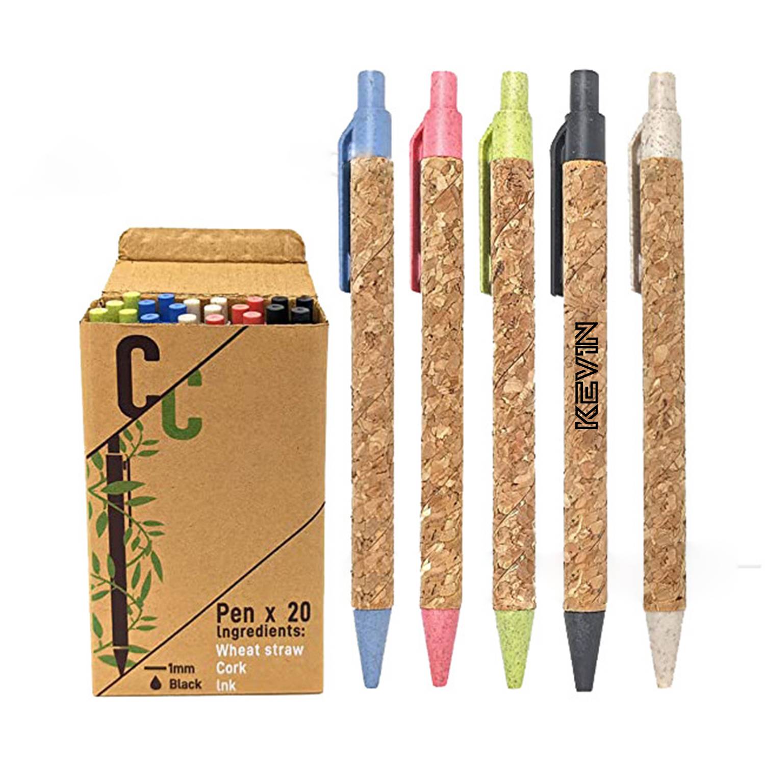 Cork and recycled wheat straw Retractable Ballpoint Pen