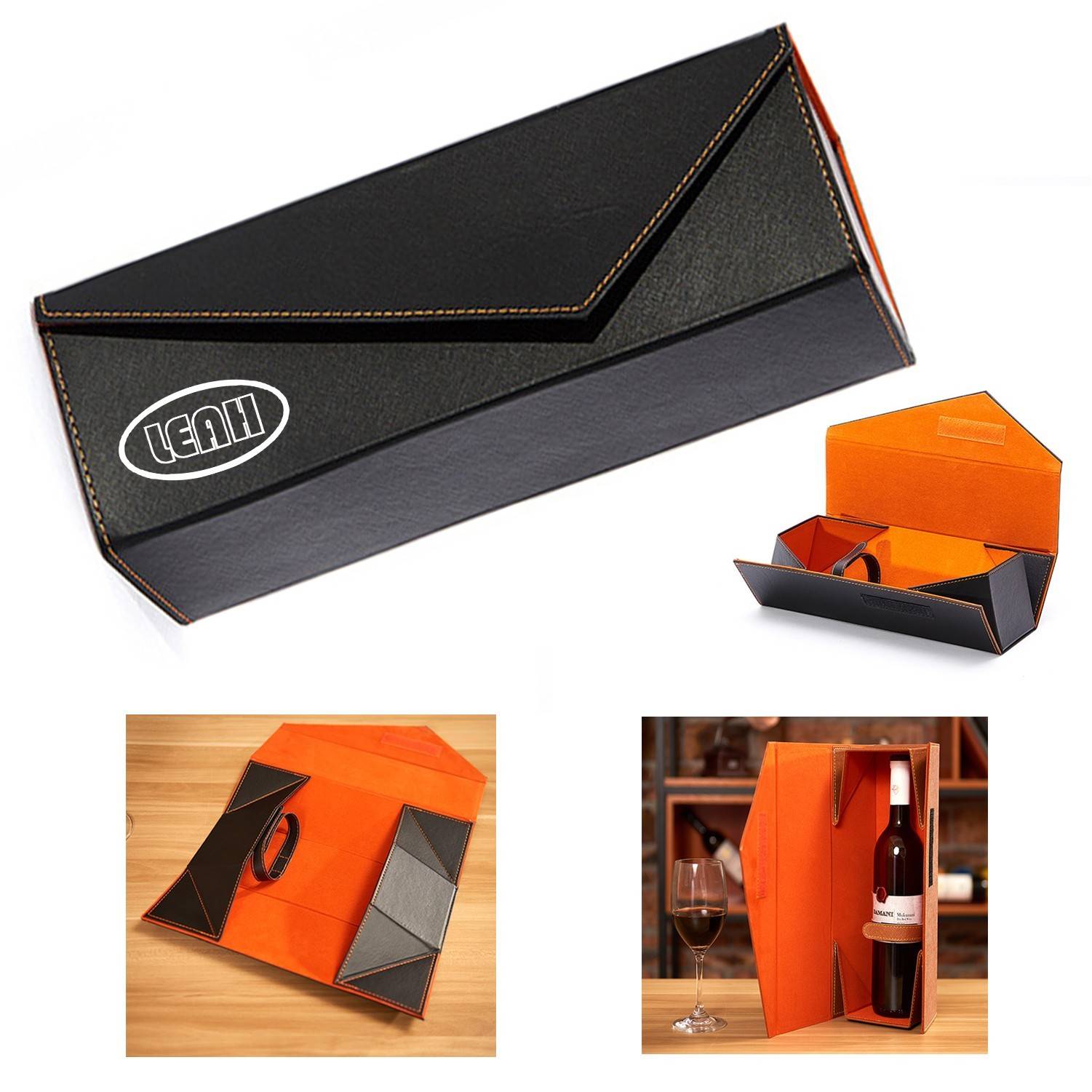 Leather Collapsible Single Wine Gift Box