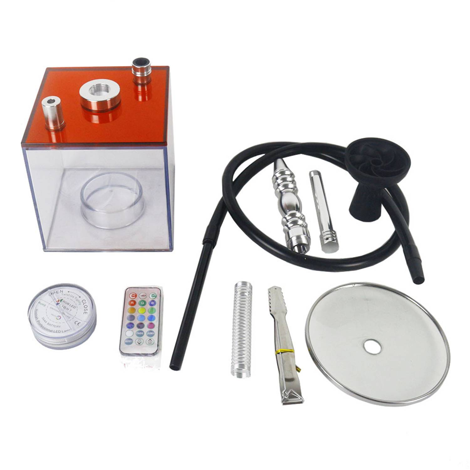 Led Light Cube Hookah with two hoses - Image 4