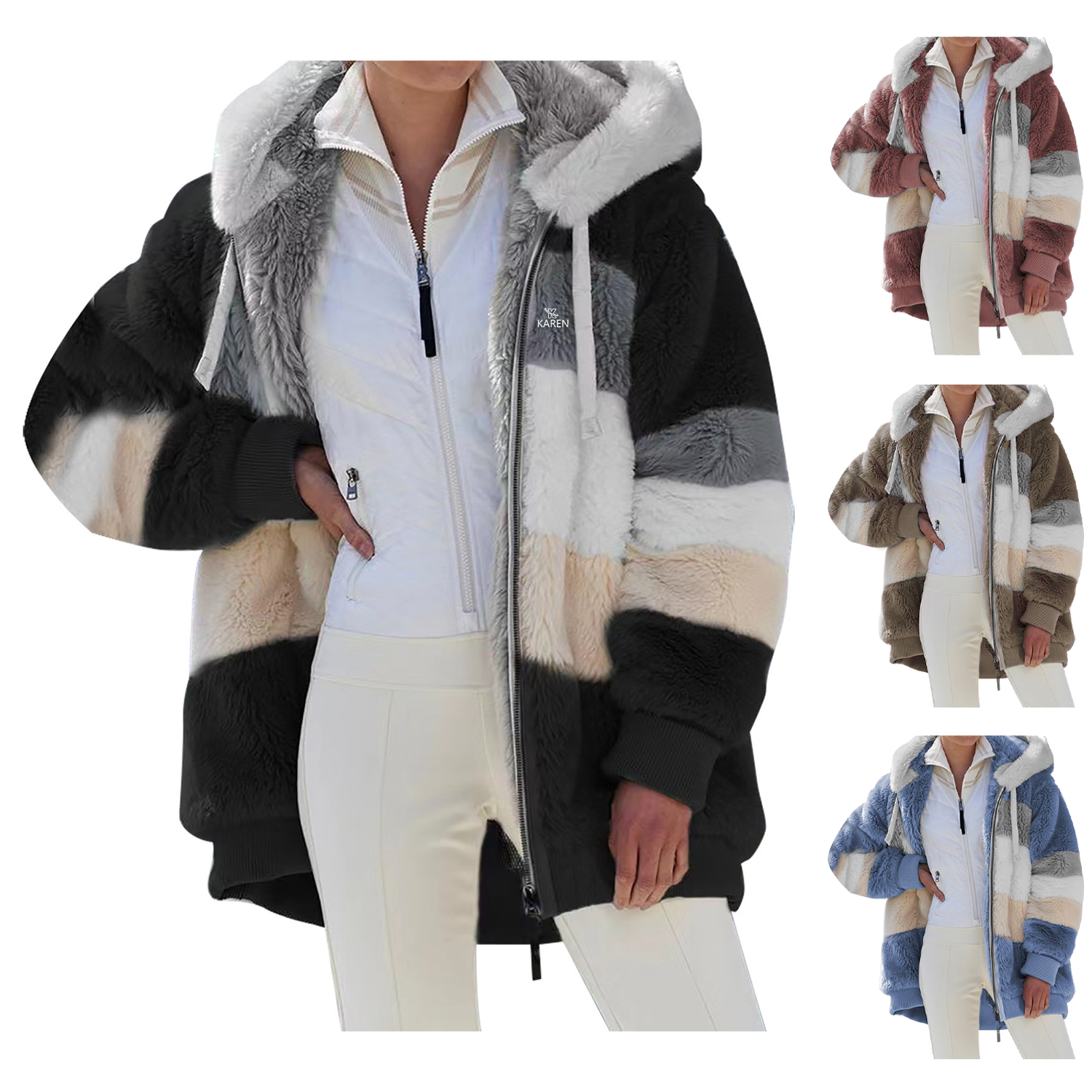 Womens Casual Fleece Warm Winter Coats