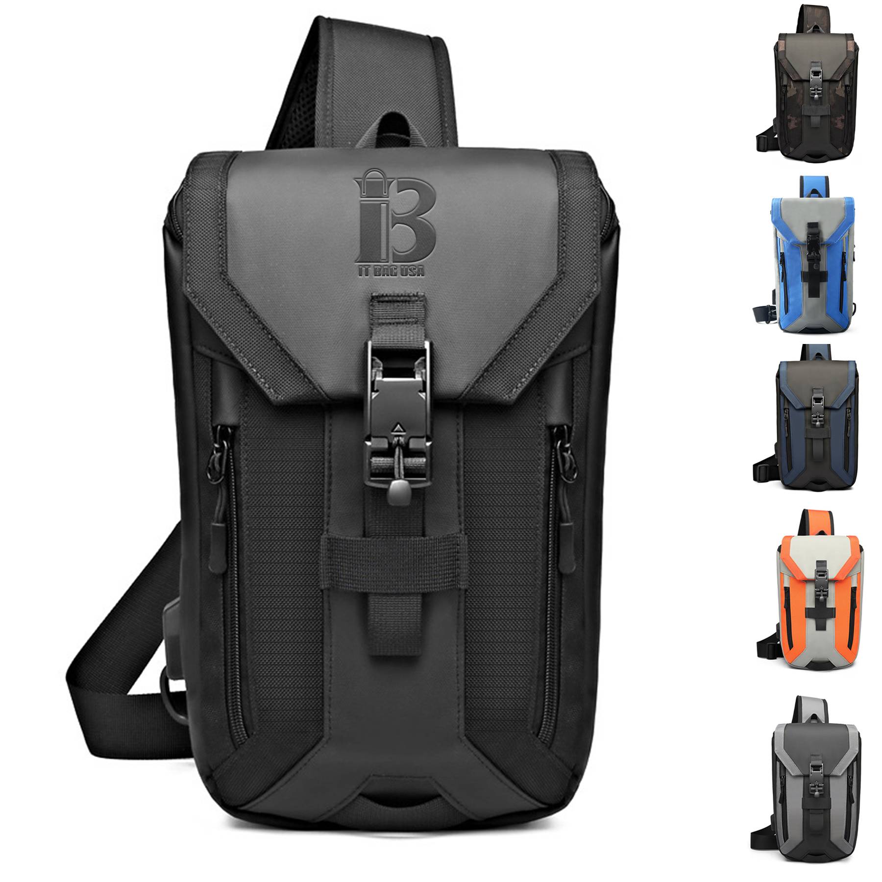 Oxford Waterproof Crossbody Sling Bag With USB Charging Port