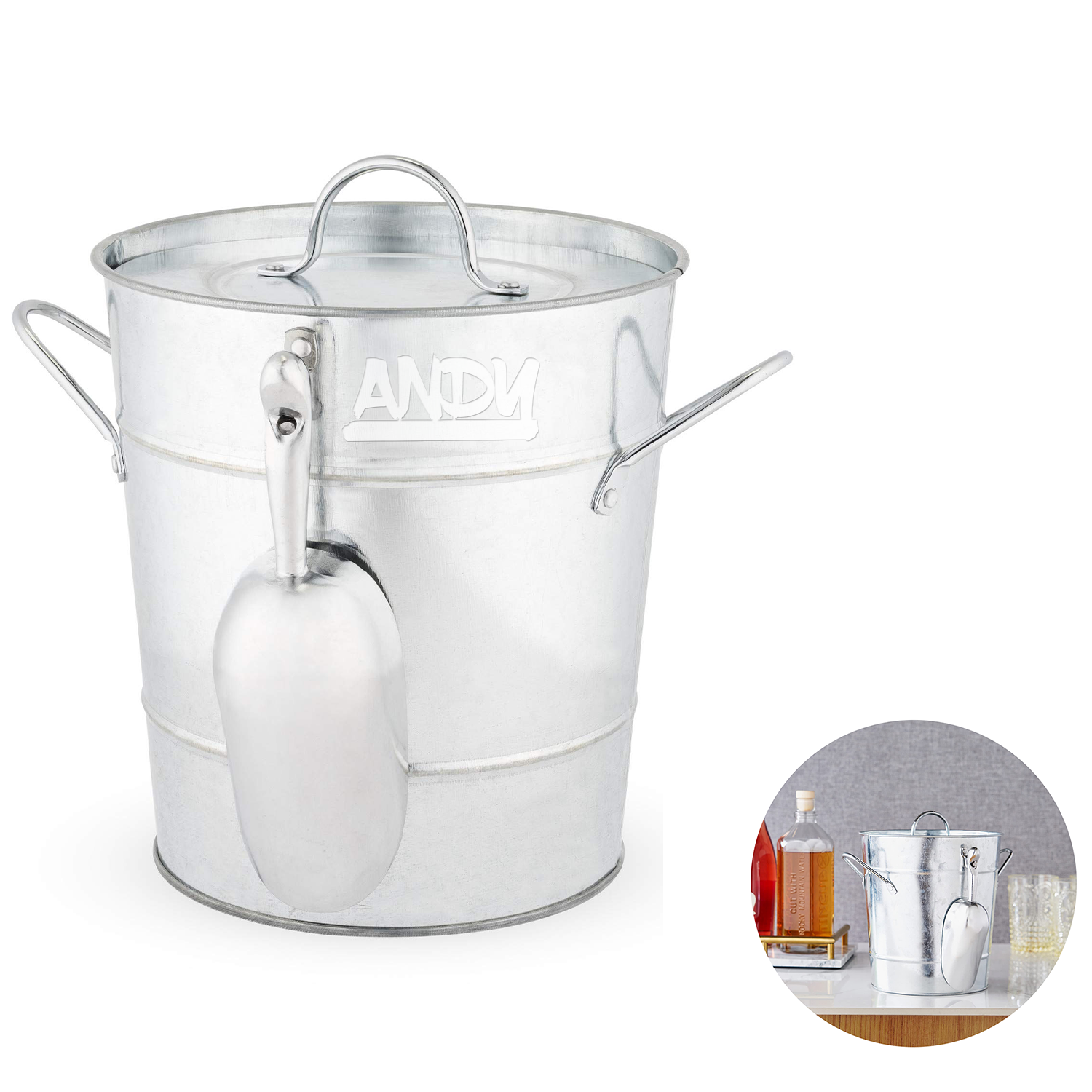 Insulated Ice Bucket wi/ Lid and Scoop