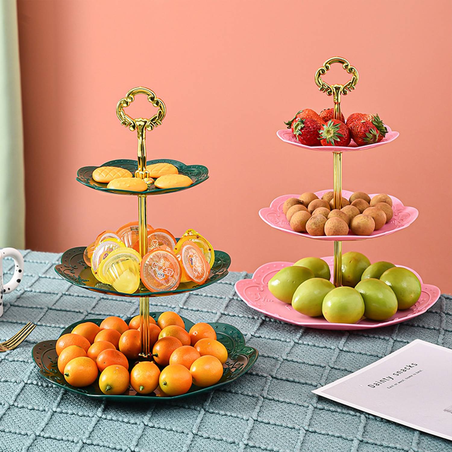 Three Layers Dim Sum Rack Plastic Wedding Dried Fruit Tray - Image 6