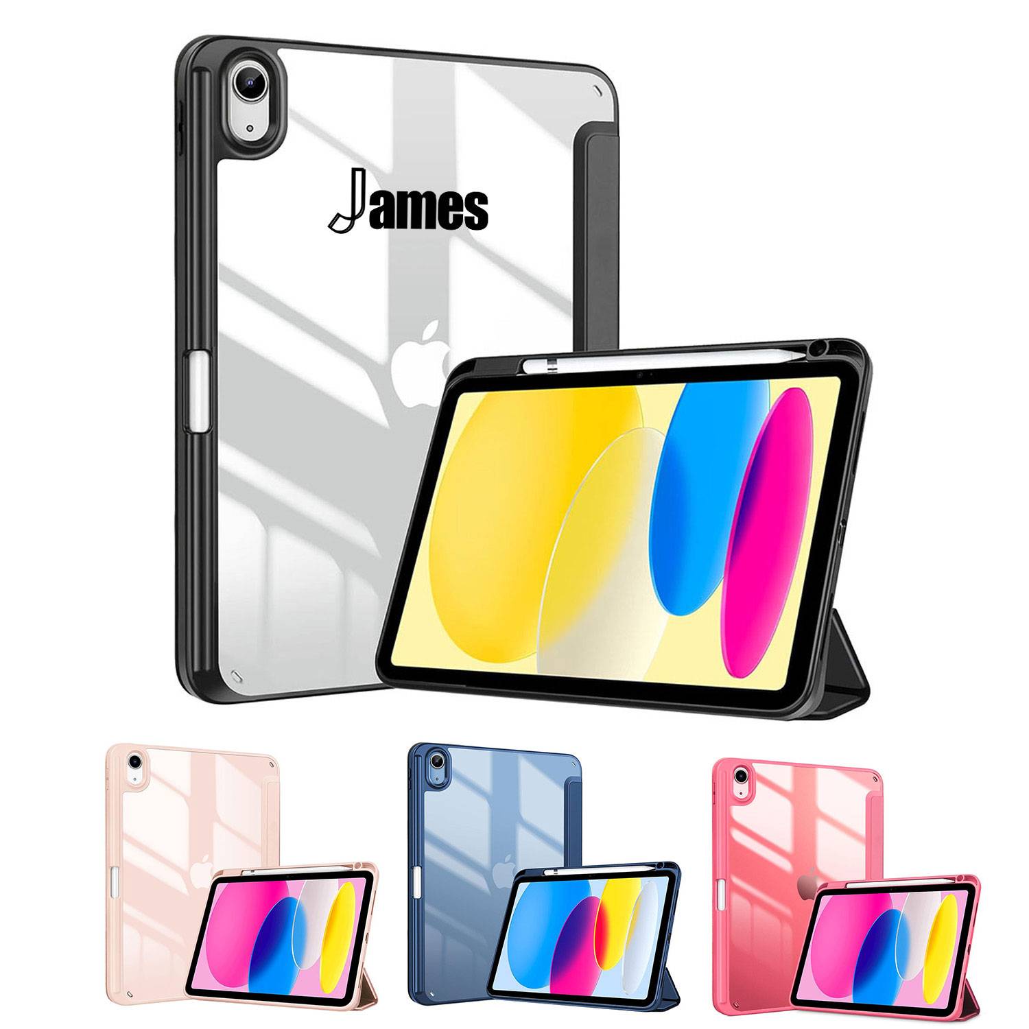 Acrylic IPAD leather case w/ three folds and a pen slot