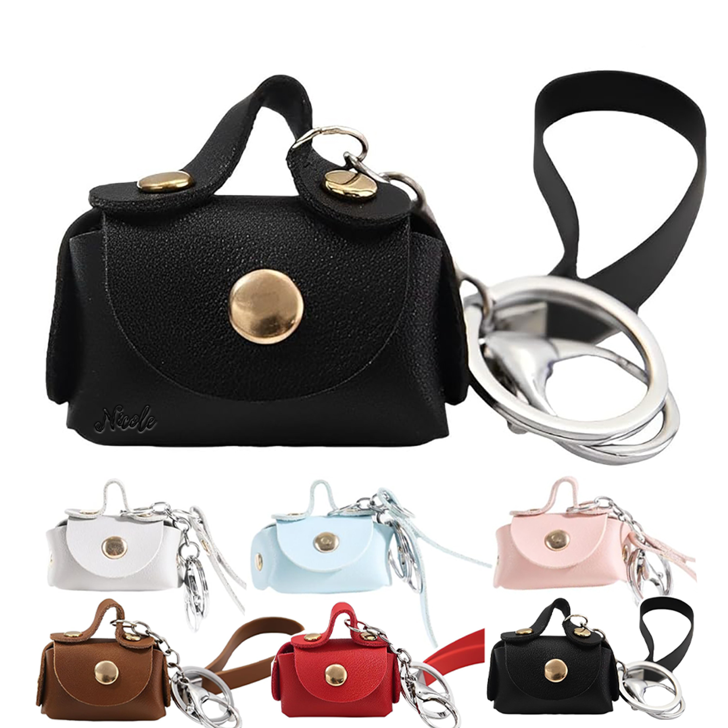 Mini Pu Leather Coin Purse Keychain Pendant