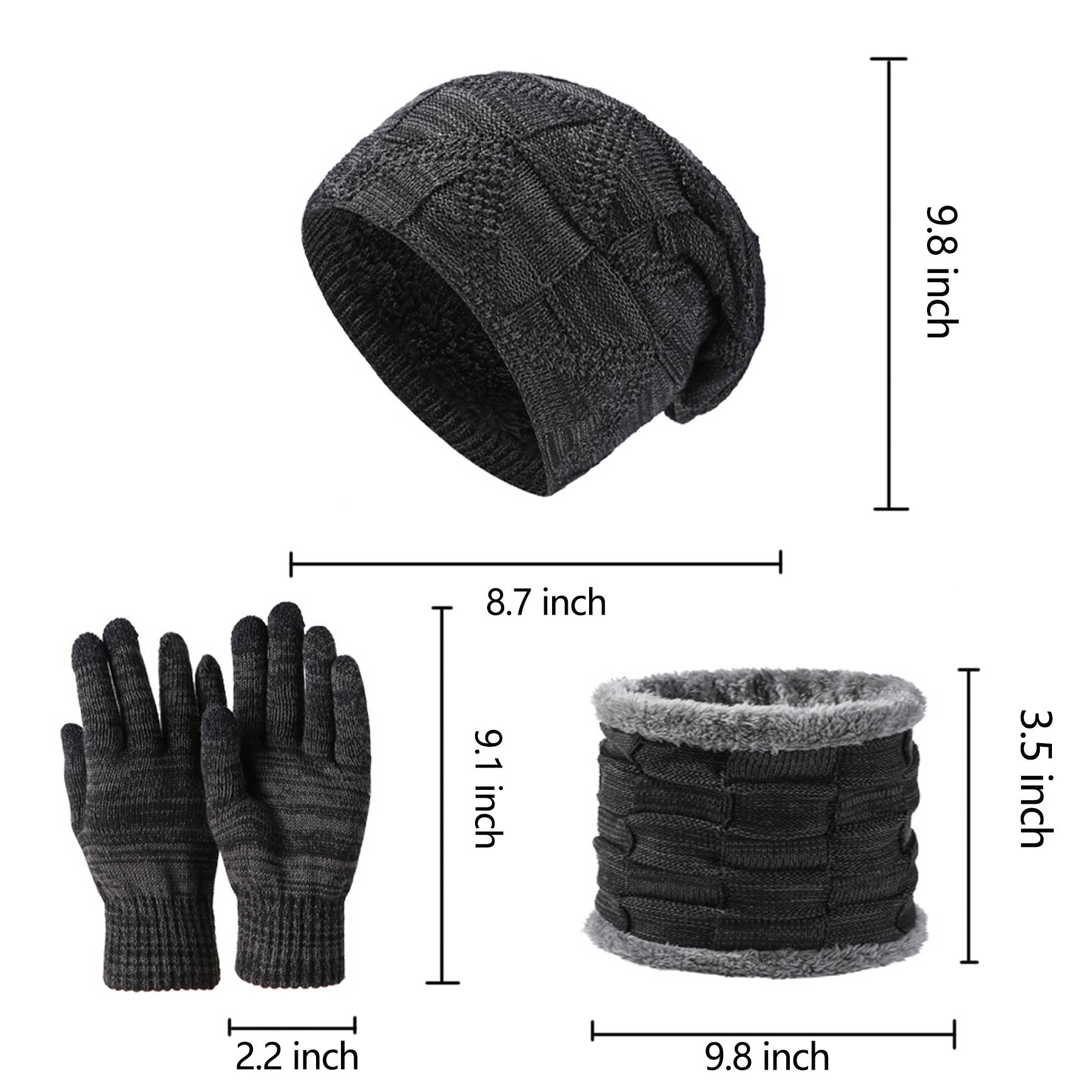 Winter Beanie Hat Scarf and Touch Screen Gloves Set - Image 14