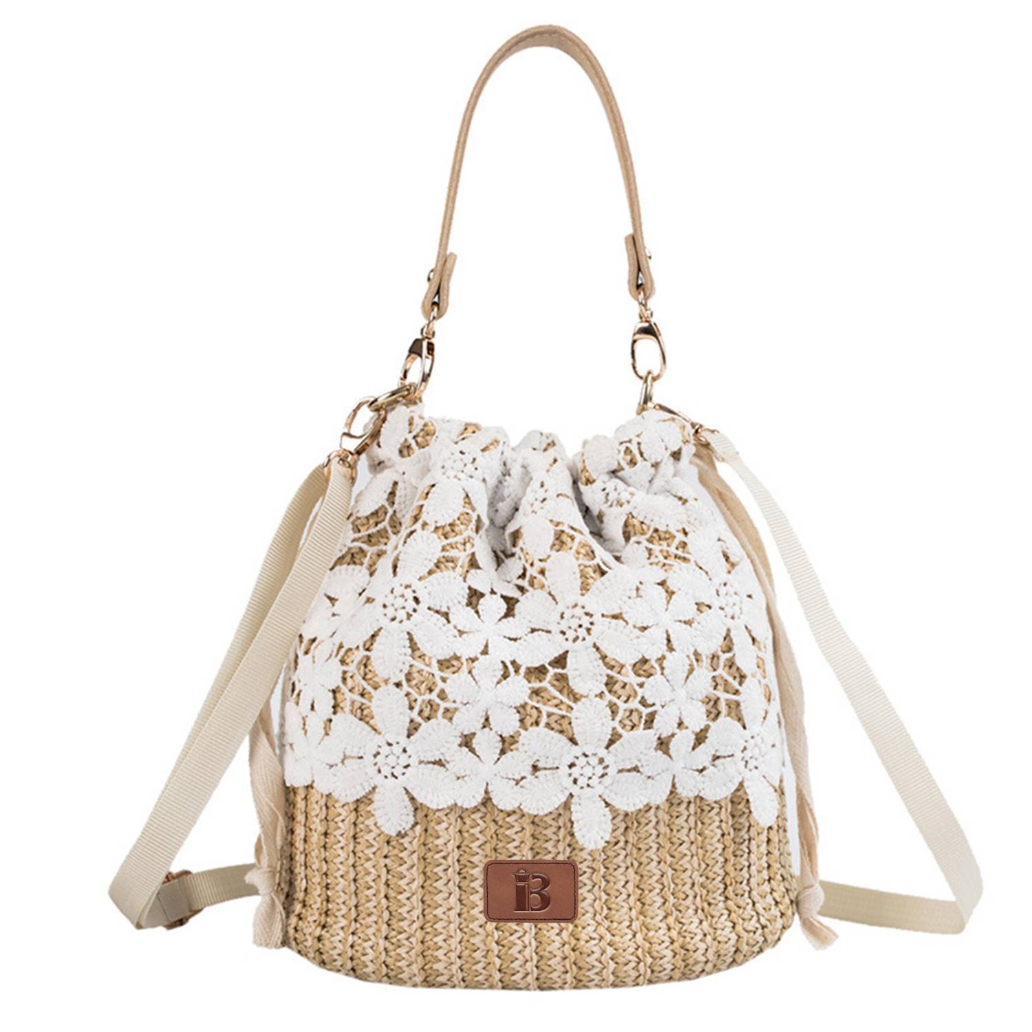 Chic Straw Women's Summer Beach Bag with Removable Handle