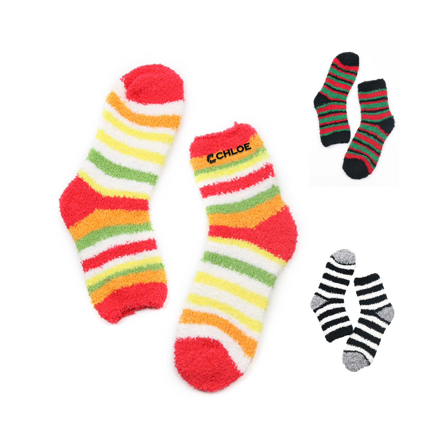 Creative Coral Velvet Socks For Women Striped Day