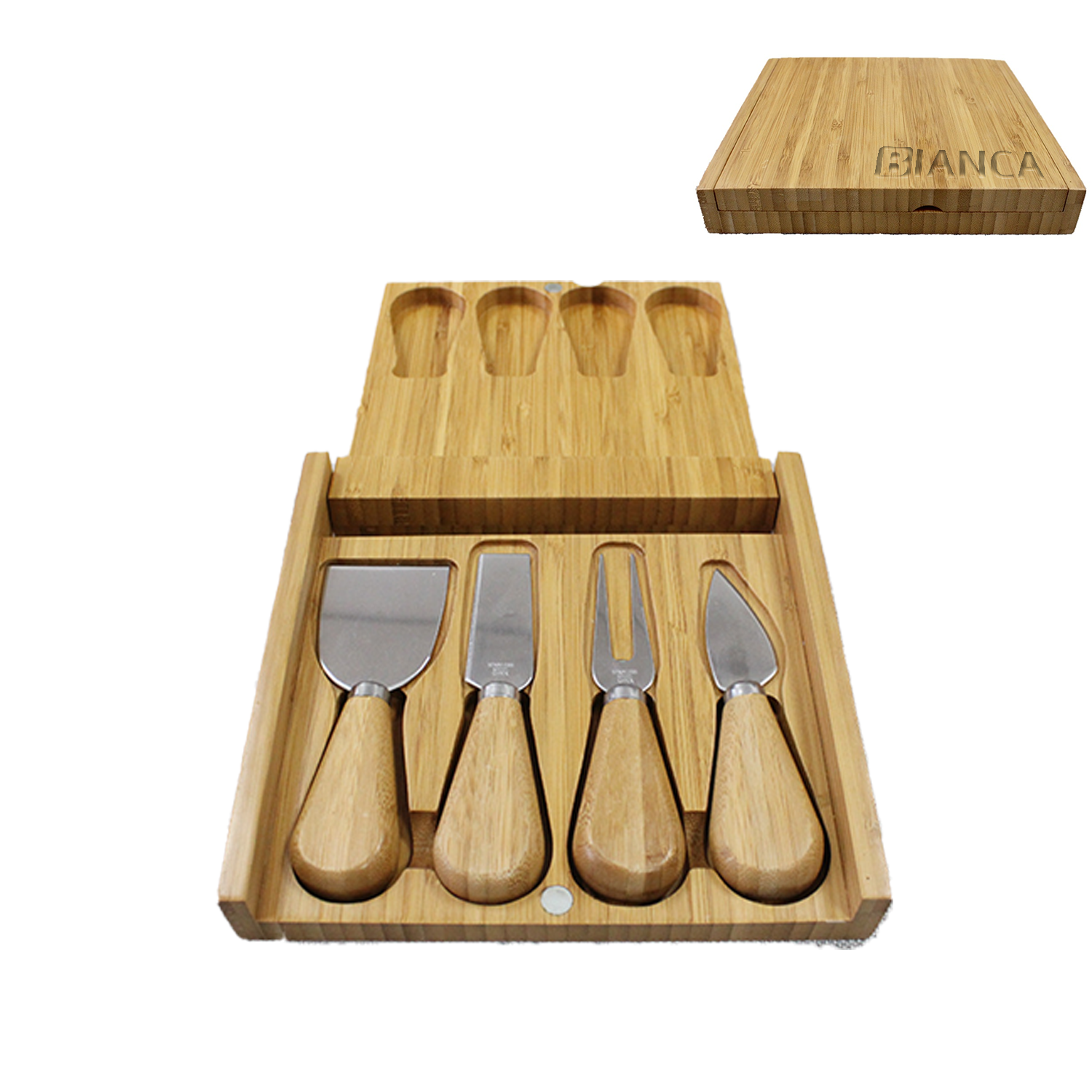 Gourmet wood cheese set with 4 Tools