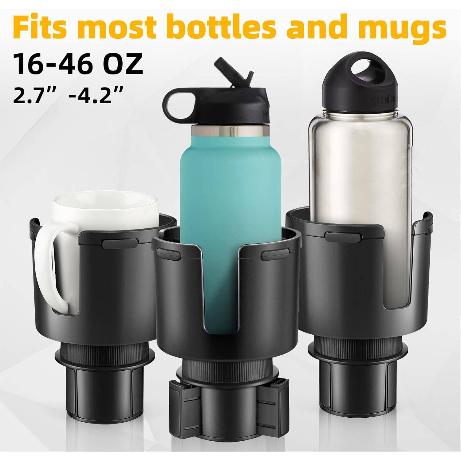 2 in 1 ABS Car Cup Holder Expander w/ Phone Mount - Image 6