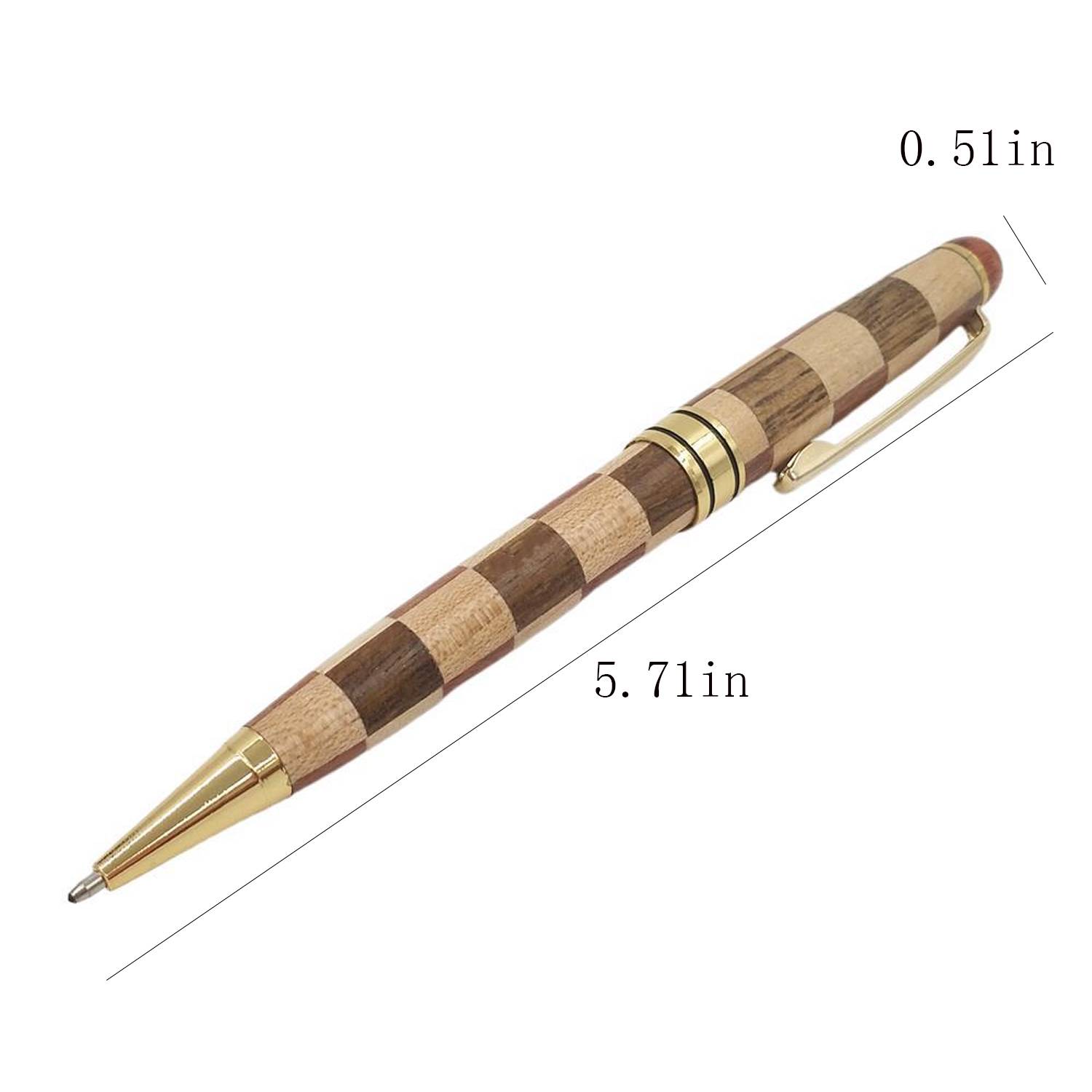 Handcrafted Checkered Wood Ballpoint Pen - Image 4