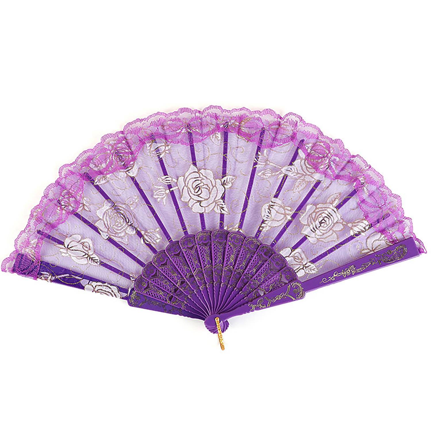 Rose Lace Handheld Folding Fan - Image 7