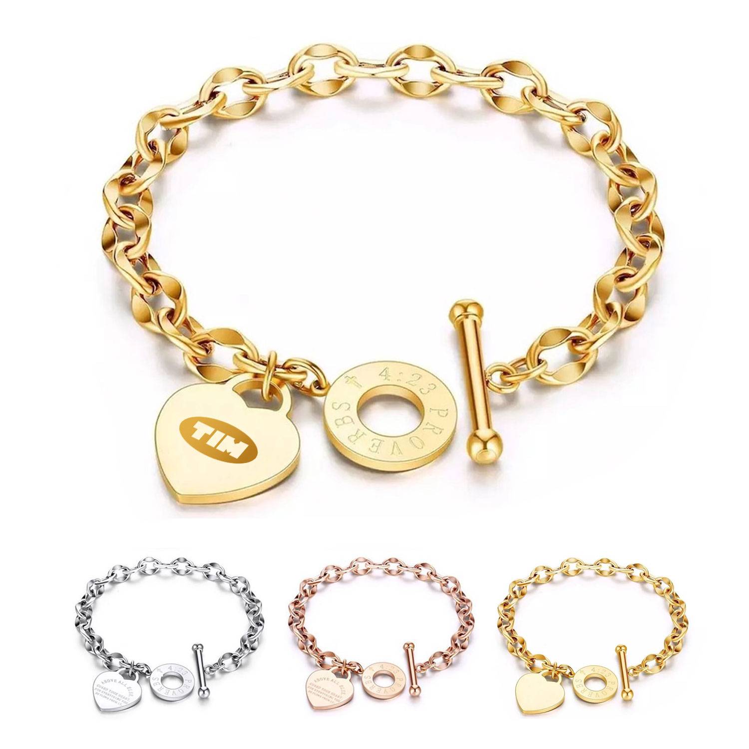 18K Gold Plated Heart Charm Bracelet