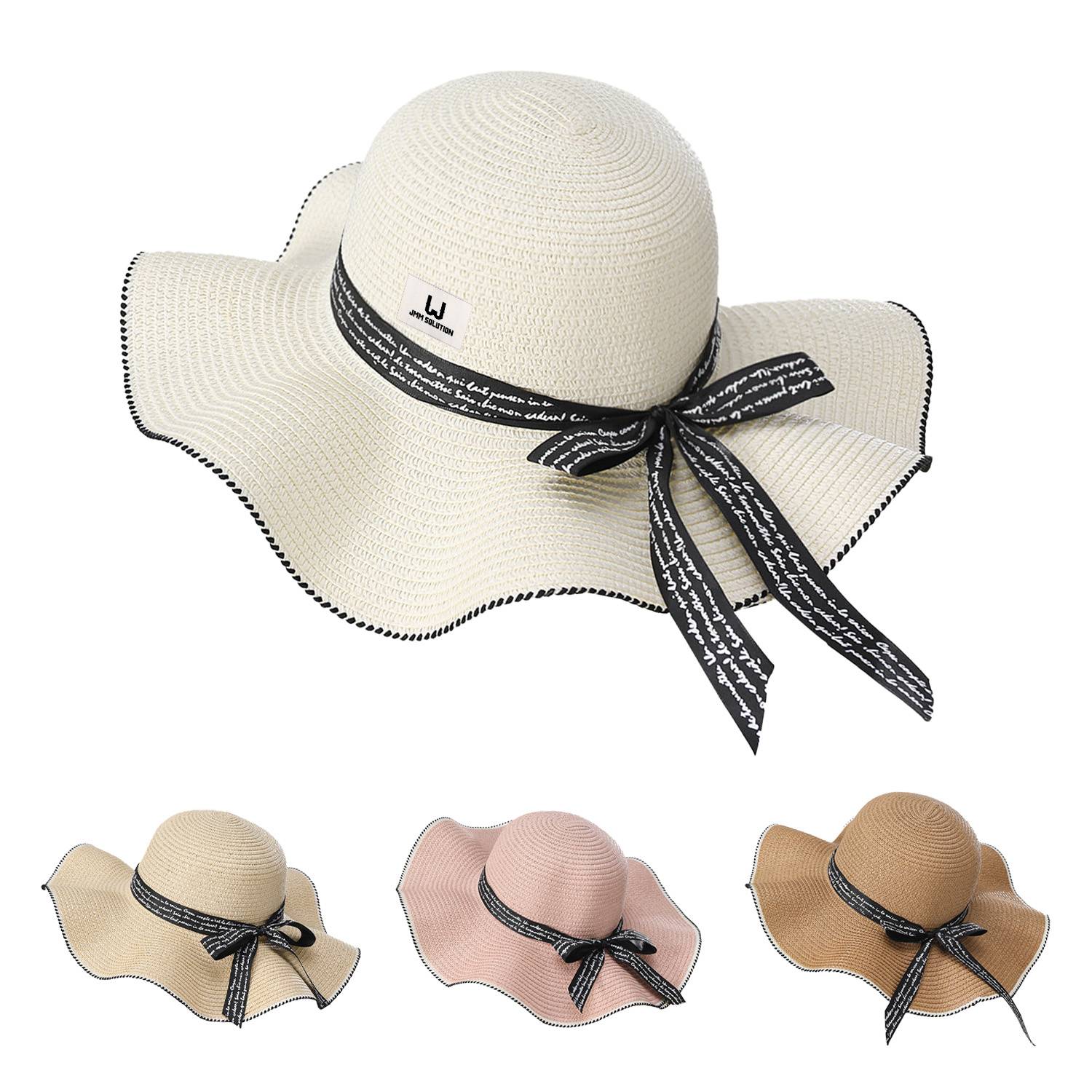Women's bow straw sun hat