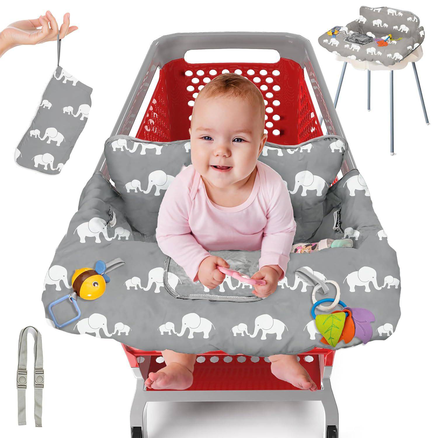 Soft Baby Shopping Cart Highchair Cover w/ Storage Pouch - Image 4
