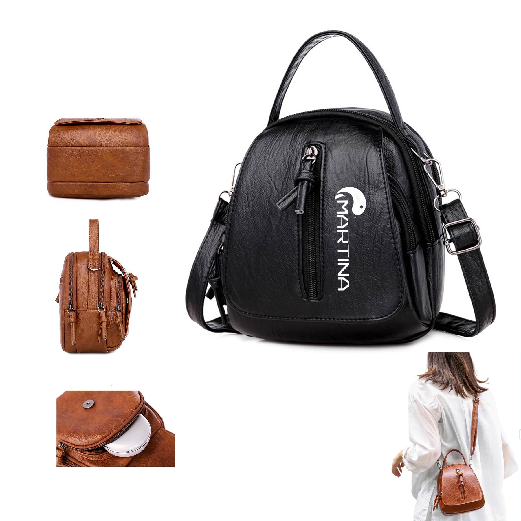 Women Genuine Leather Backpack Purse Travel Handbag College