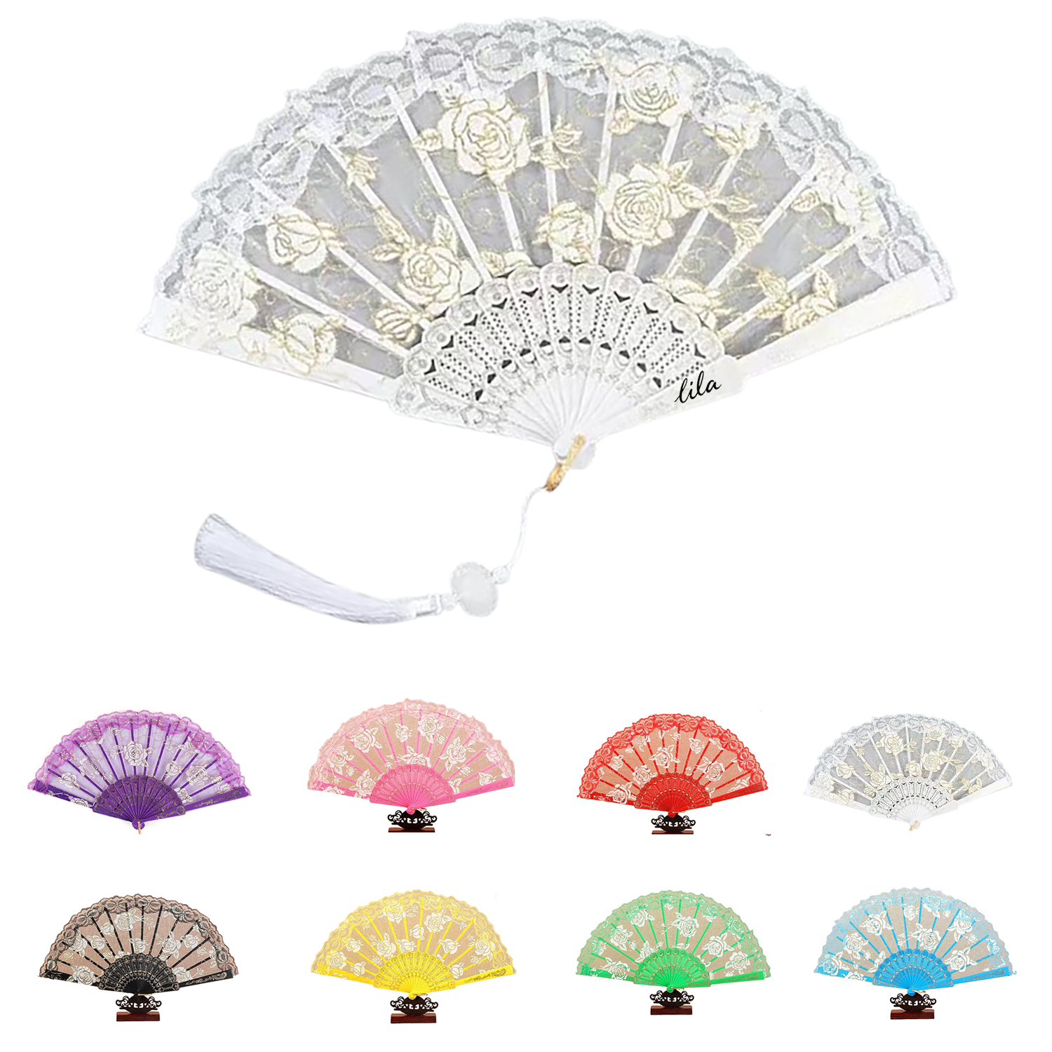 Rose Lace Handheld Folding Fan