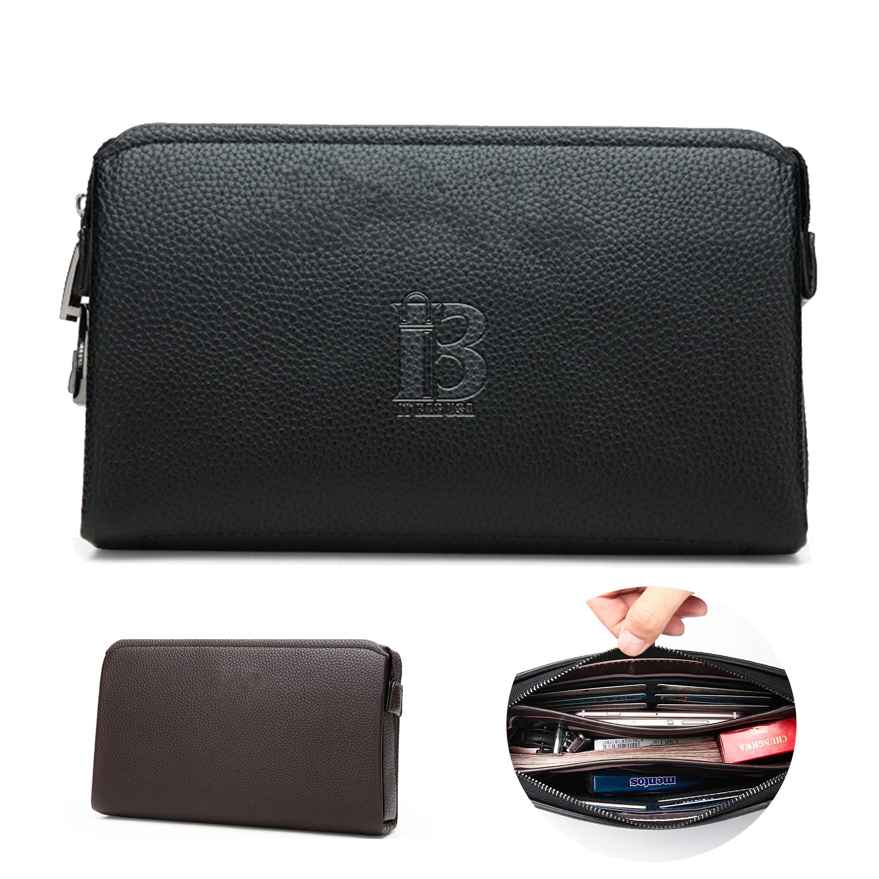 Pu men's handbag Wallet Combination lock