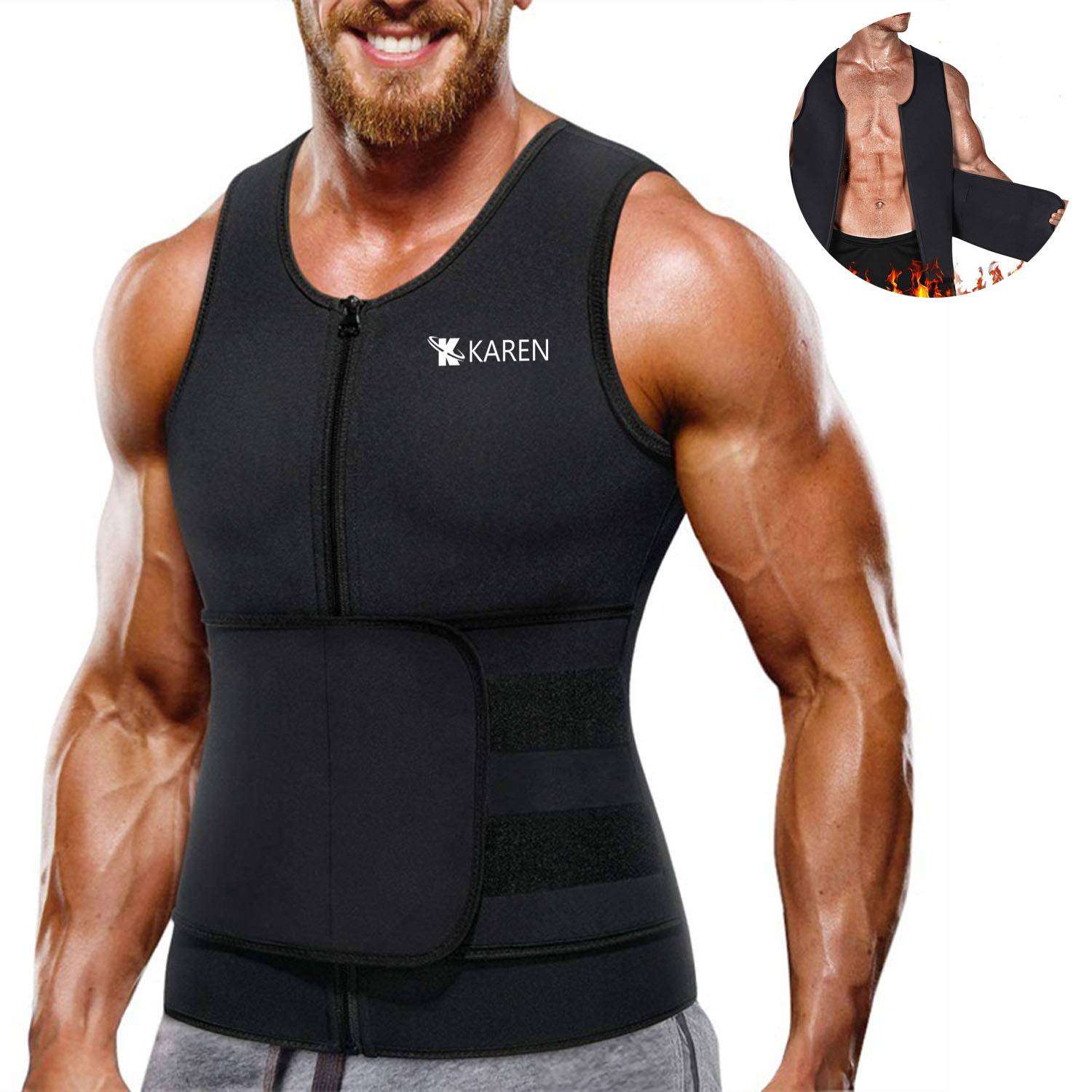Men's Neoprene Body Shaper Vest w/ Adjustable Belt