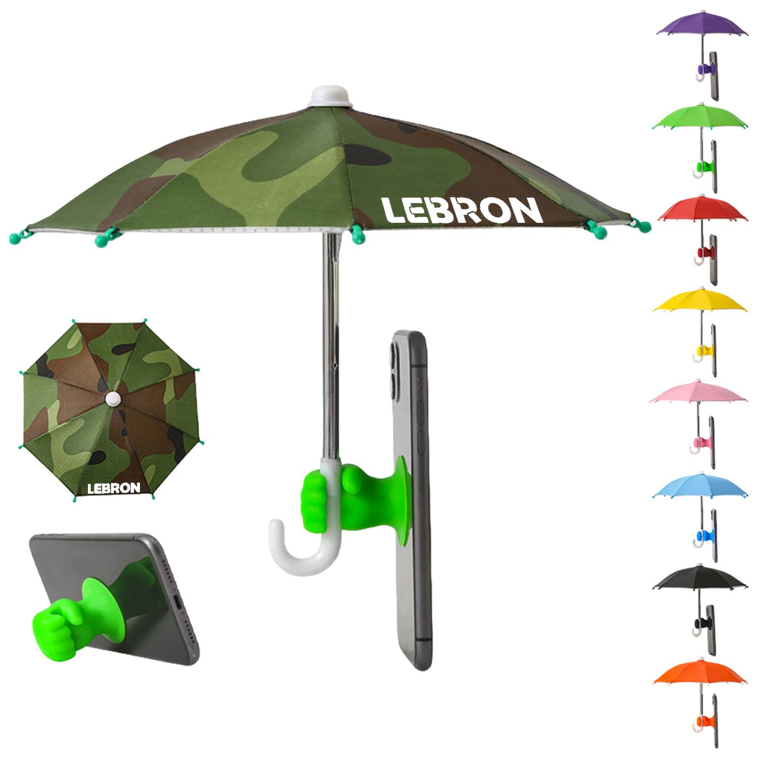 Mini Waterproof Phone Umbrella w/ Fist Grip Stand