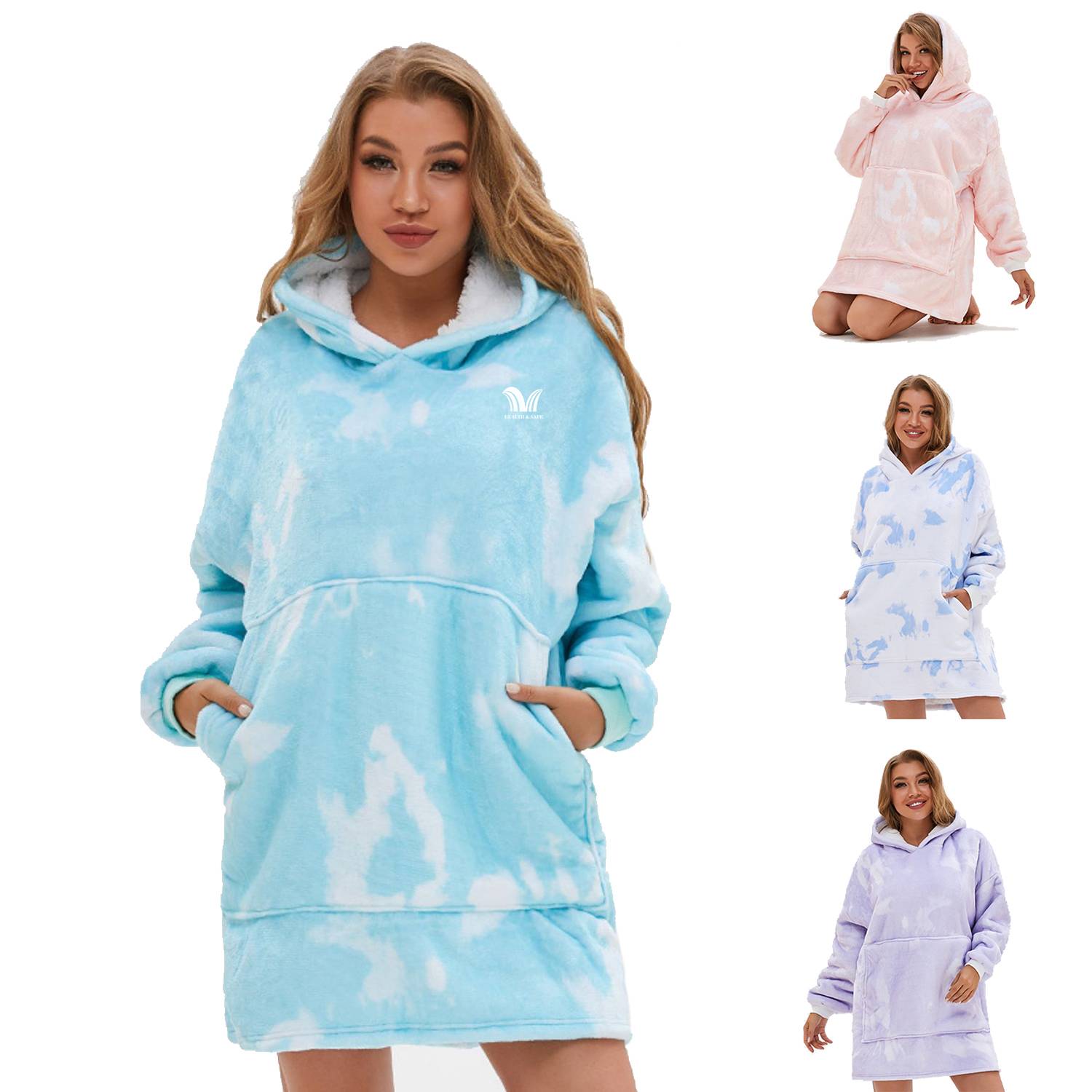 Oversized Microfiber & Sherpa Wearable Blanket