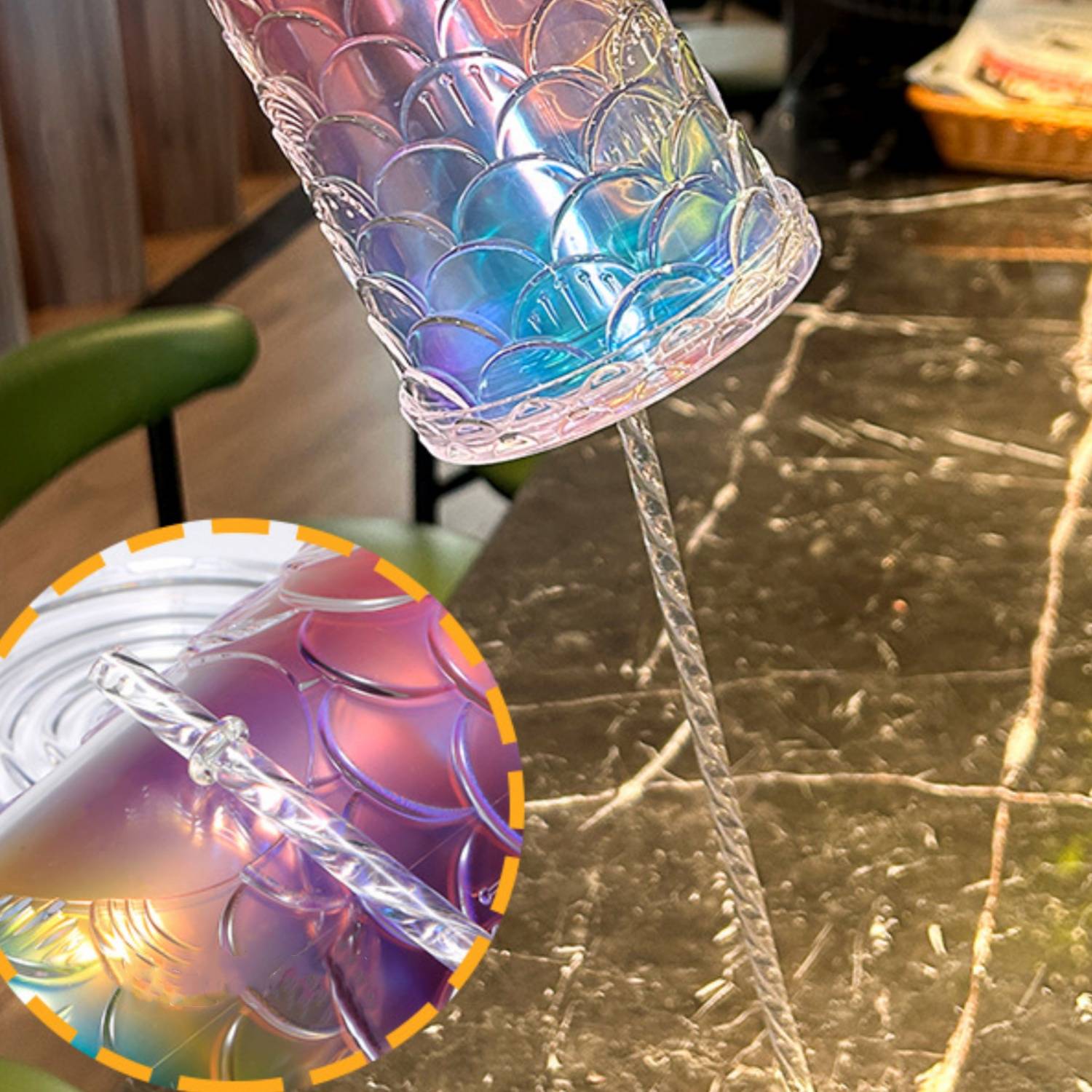 24-27Oz Fish Scale Large Capacity Cup w/ Straw - Image 4