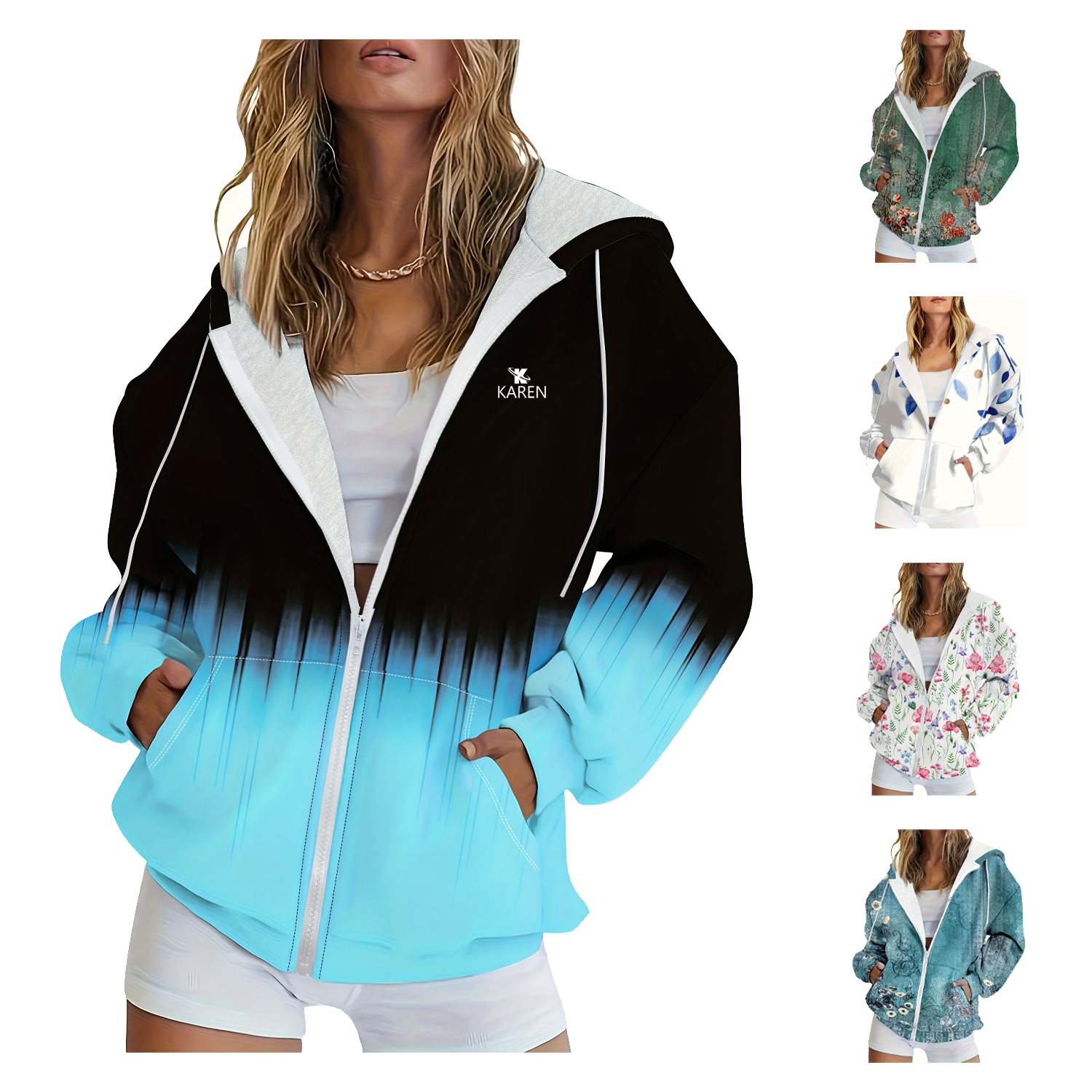 Winter Women's Zip-Up Casual Hoodie Jacket