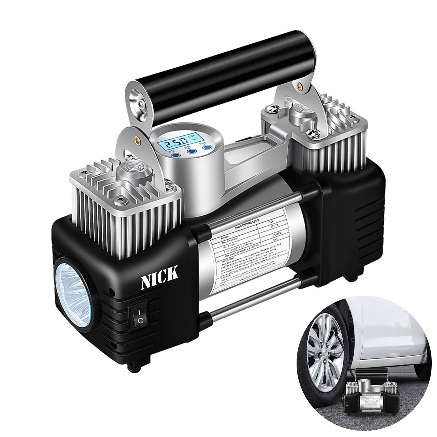 DC12V Portable electric vehicle tire inflation pump