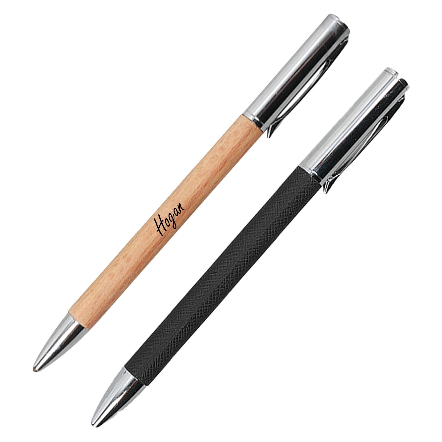 Metal wooden rod signature ballpoint pen