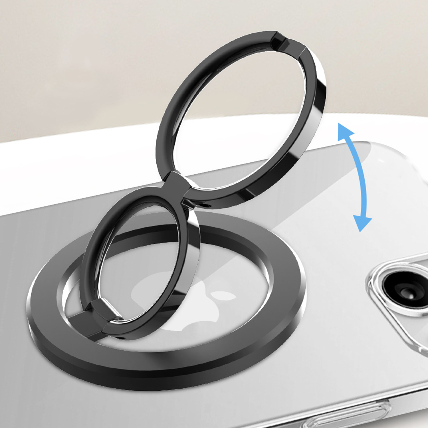 Zinc Alloy Dual Ring Adjustable Kickstand Phone Holder - Image 3