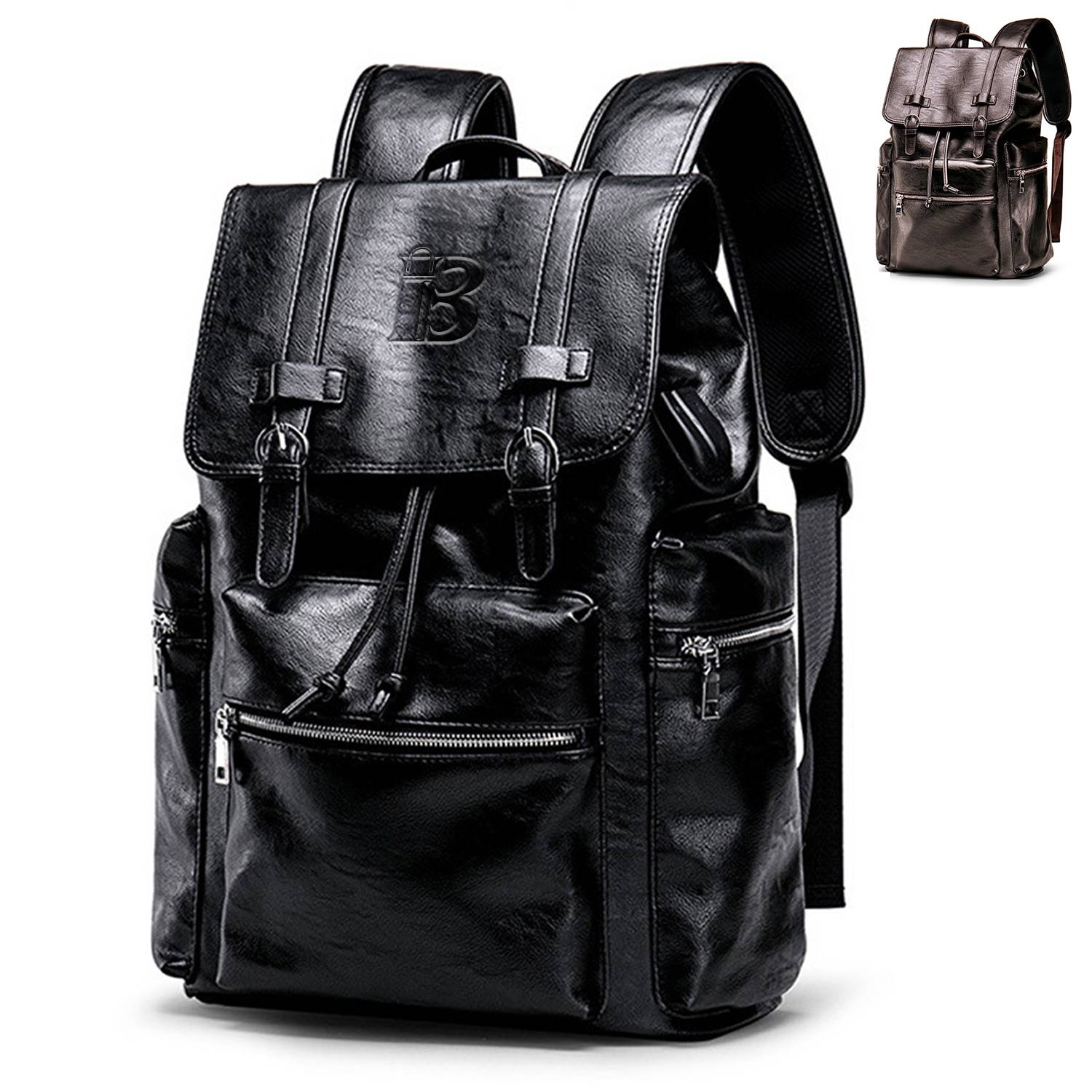 PU soft leather backpack
