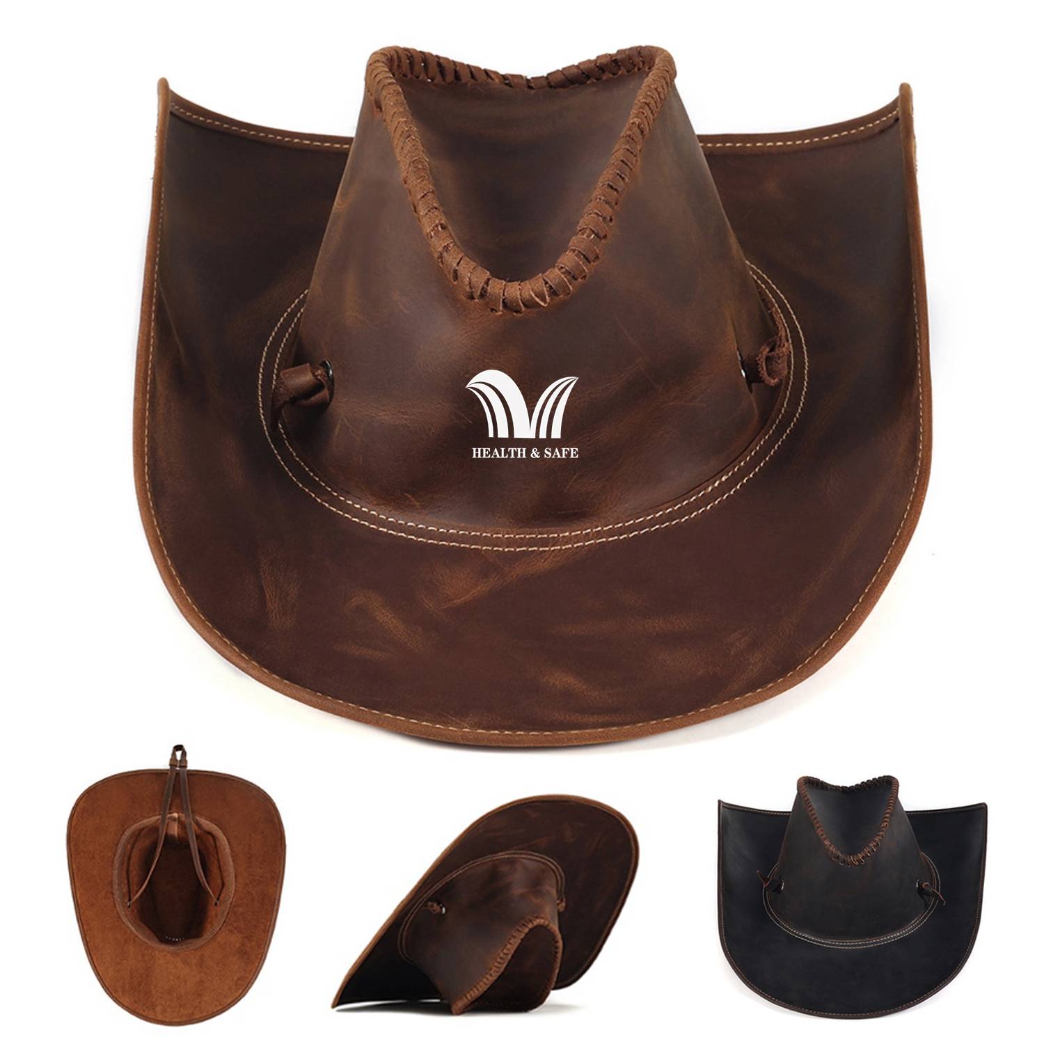 Men's Genuine Leather Cowboy Hat