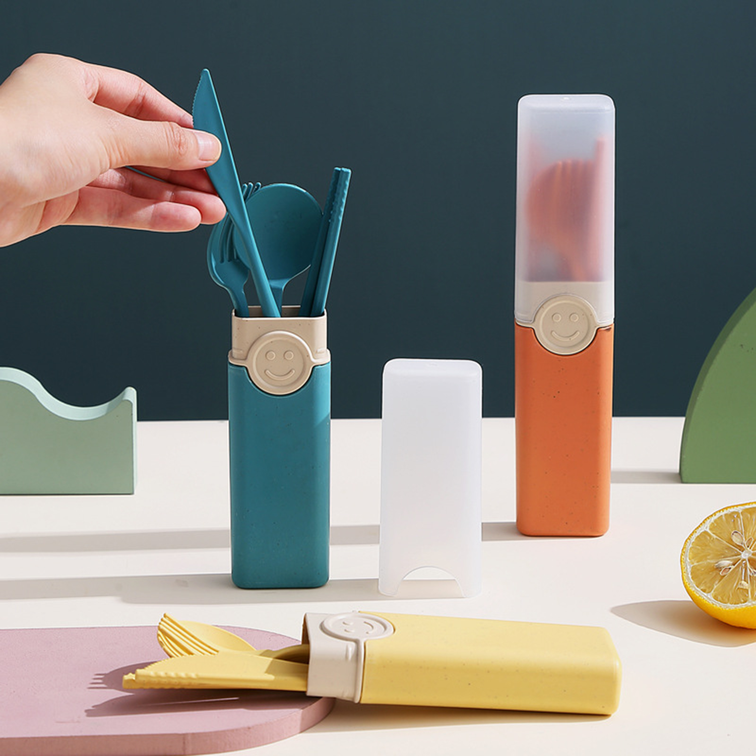 Wheat Straw 4 Pcs Cutlery Set With Box - Image 4