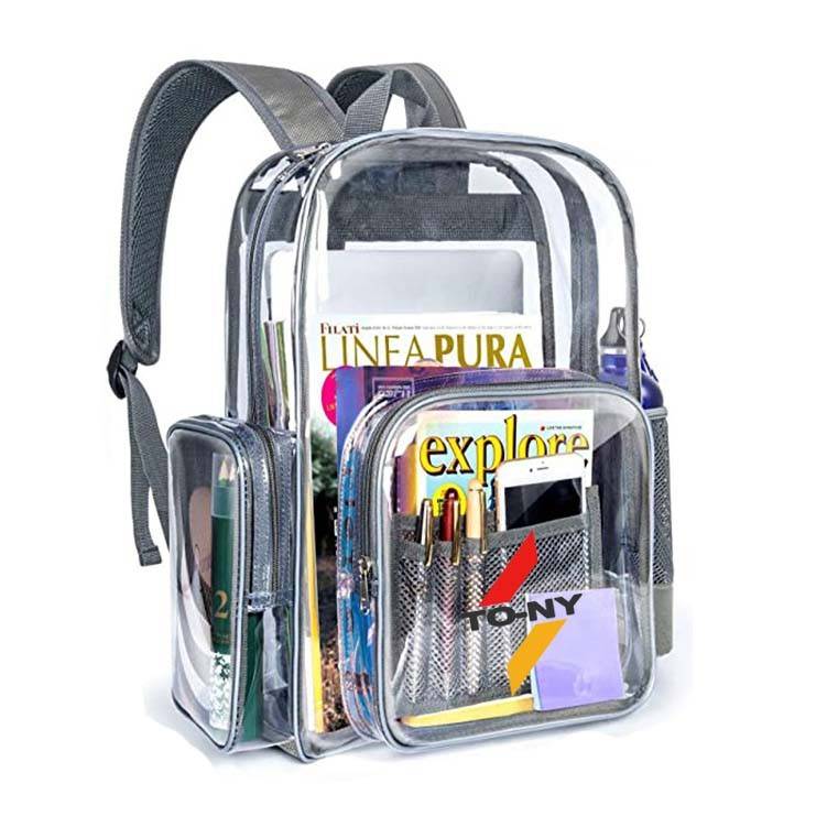 Heavy Duty PVC Transparent Clear Backpack for Stadium And School