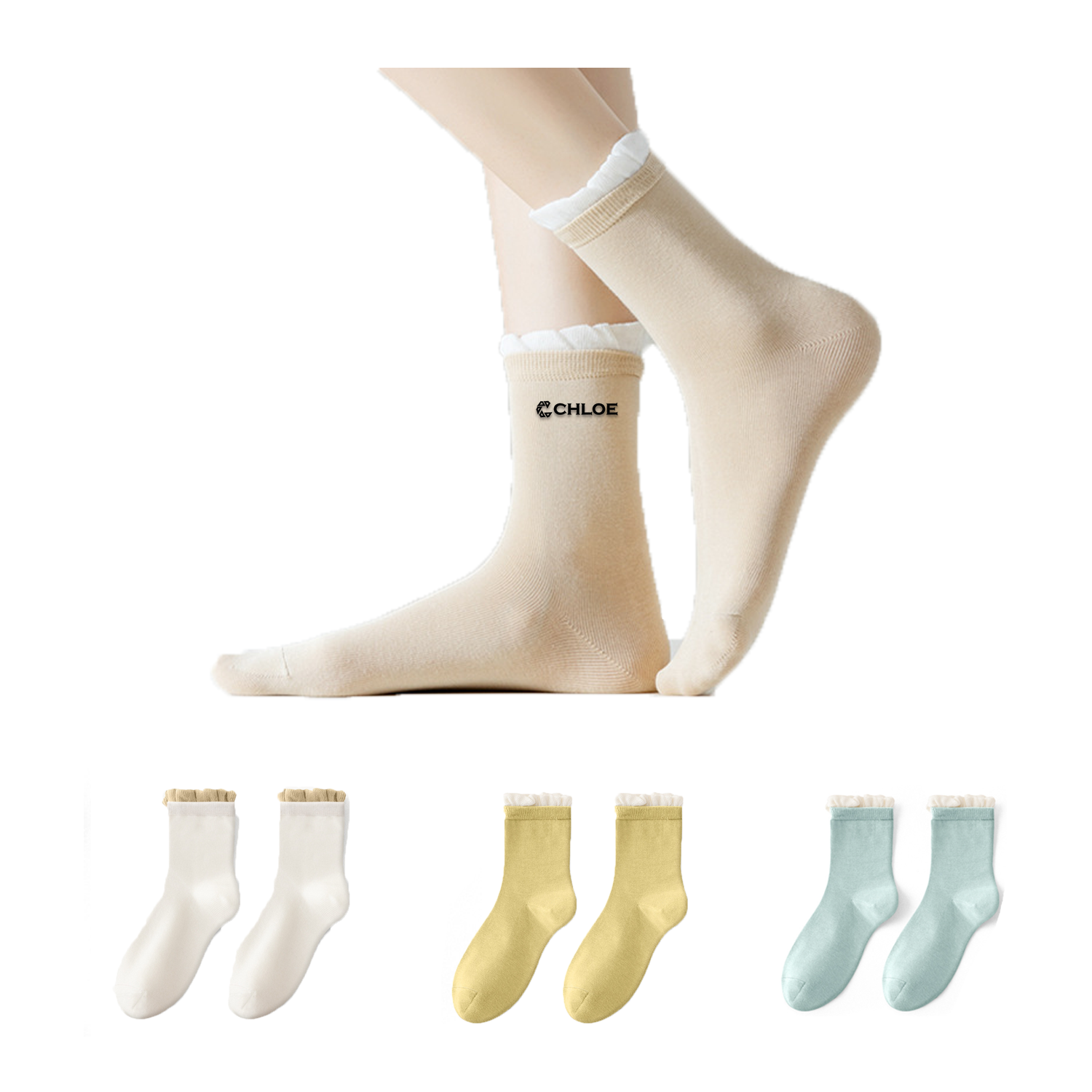 Pure Cotton Knitted Month Socks Post-Slip Resistant