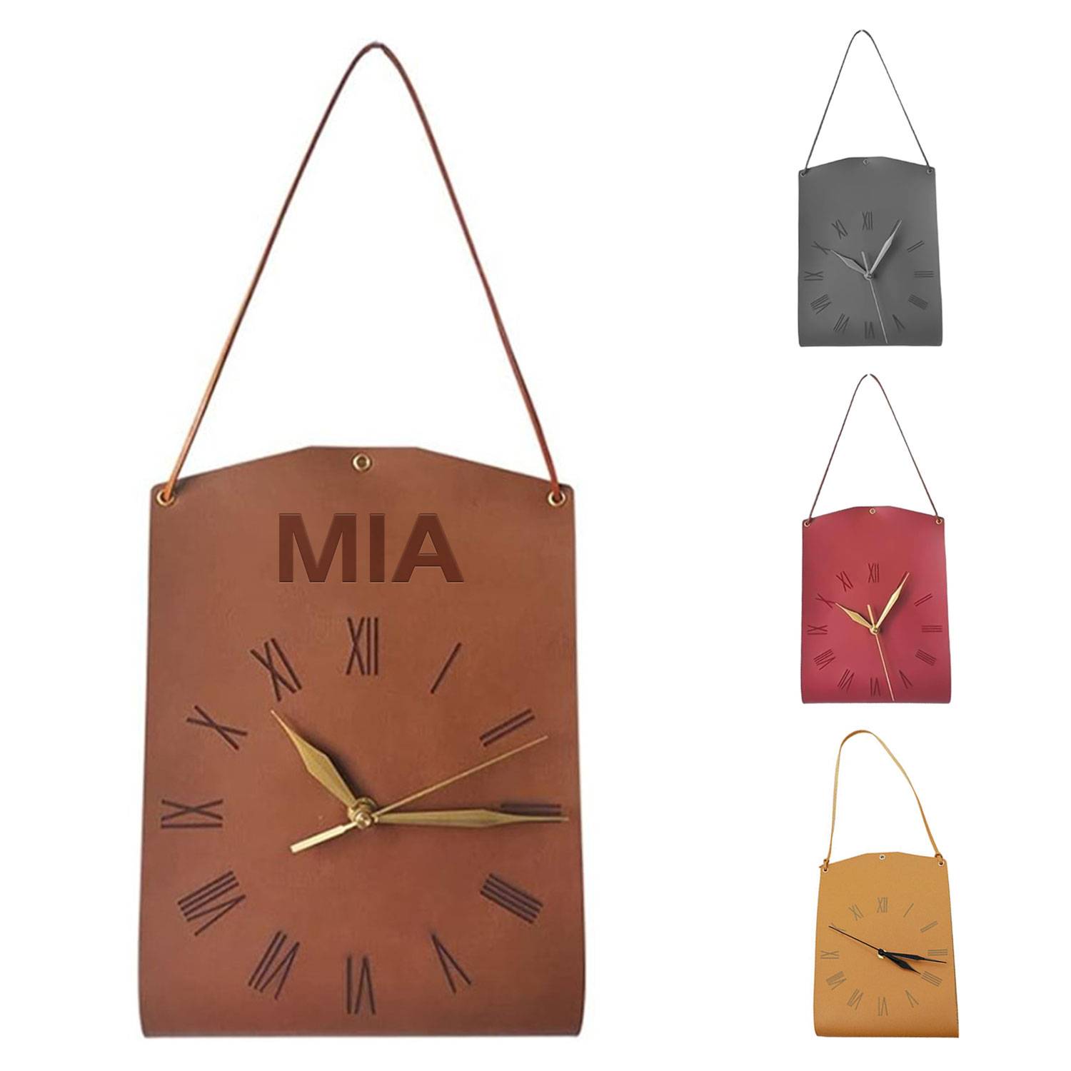 PU leather retro art wall clock