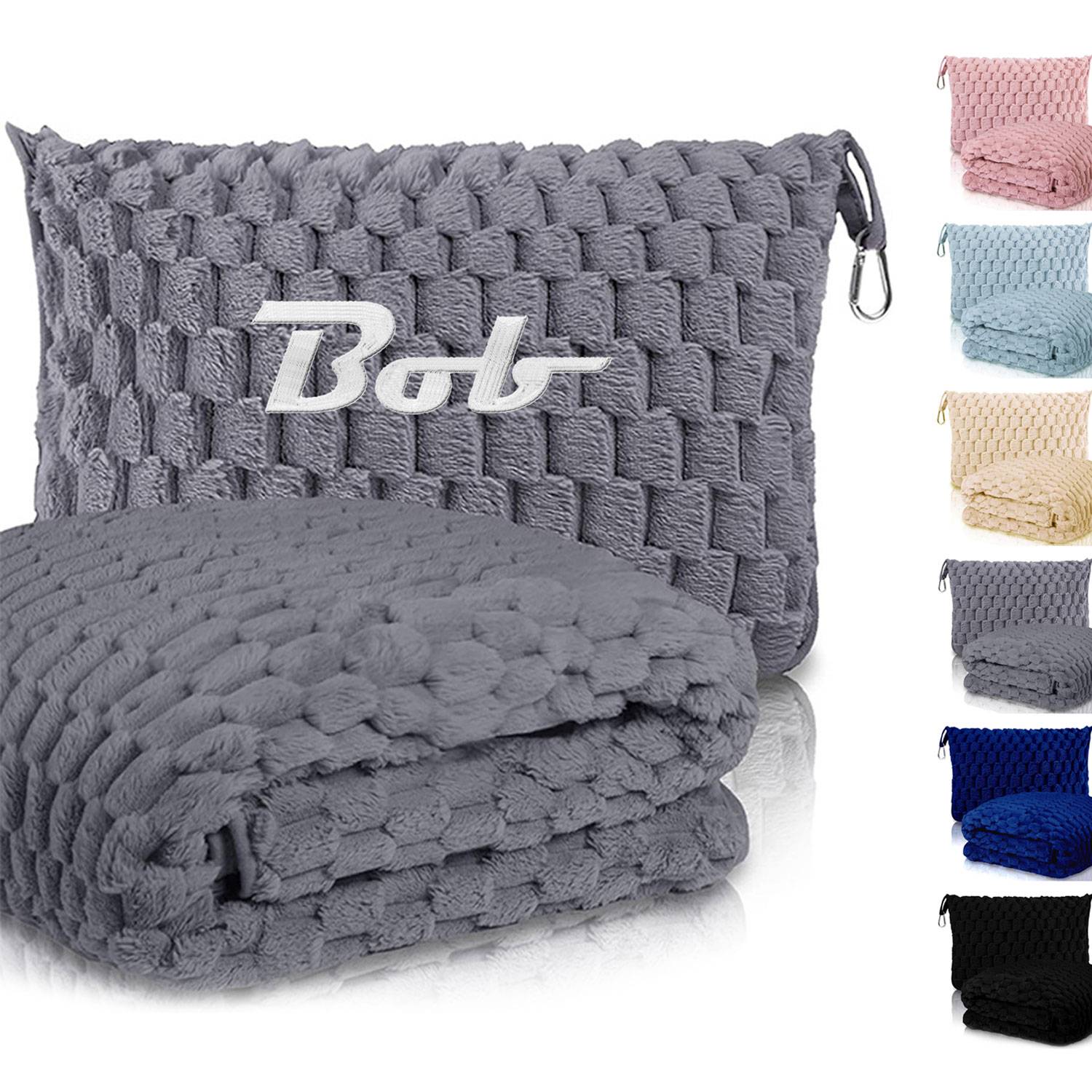 Flannel Storage Foldable Outdoor Airplane Bag Travel Blanket