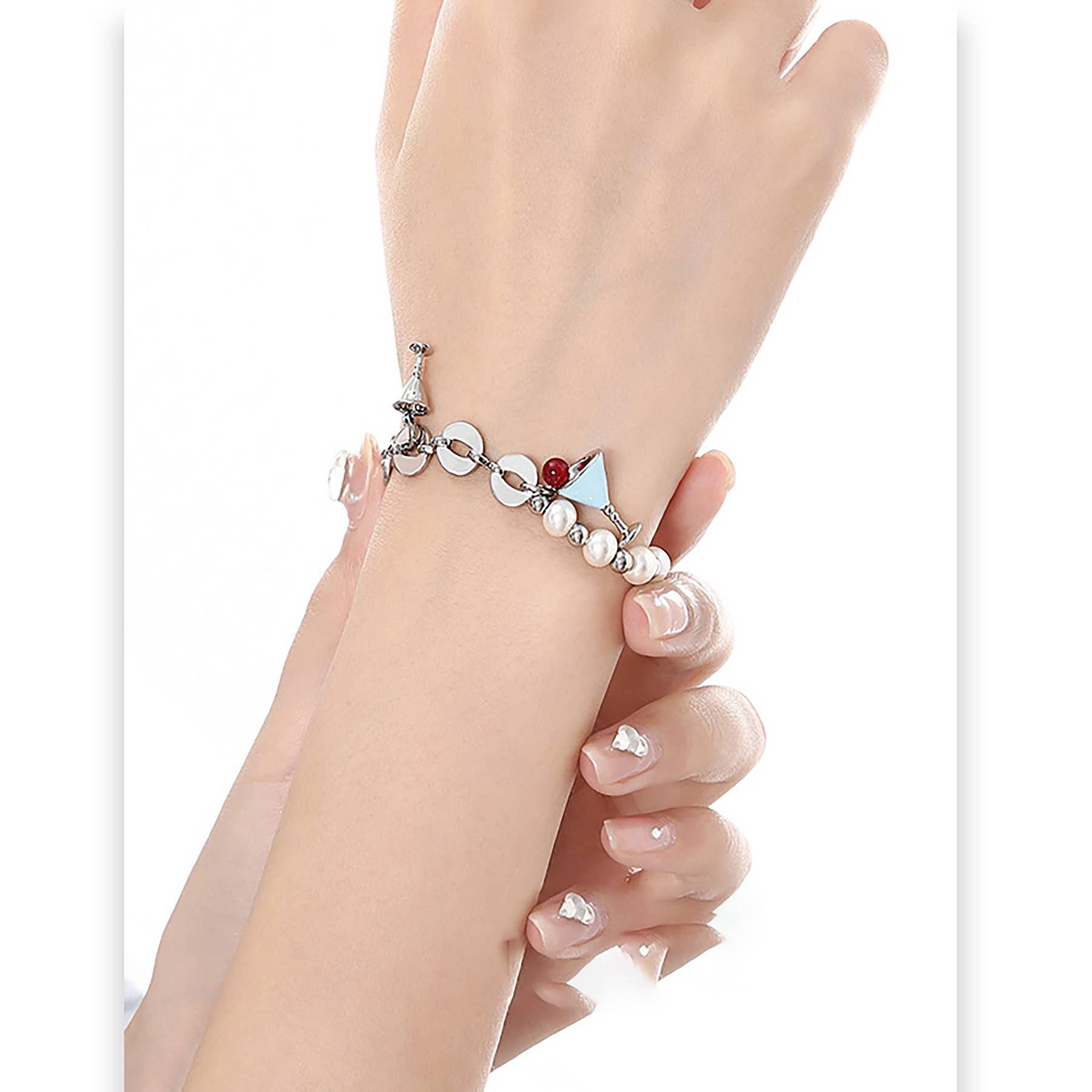 Wine Goblet Pearl Bracelet - Image 4