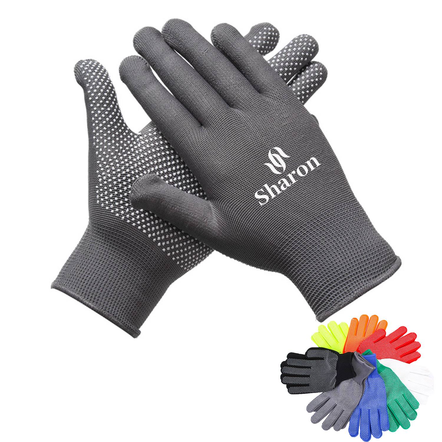 Breathable Nylon with PVC Dotted Anti-Slip Gloves