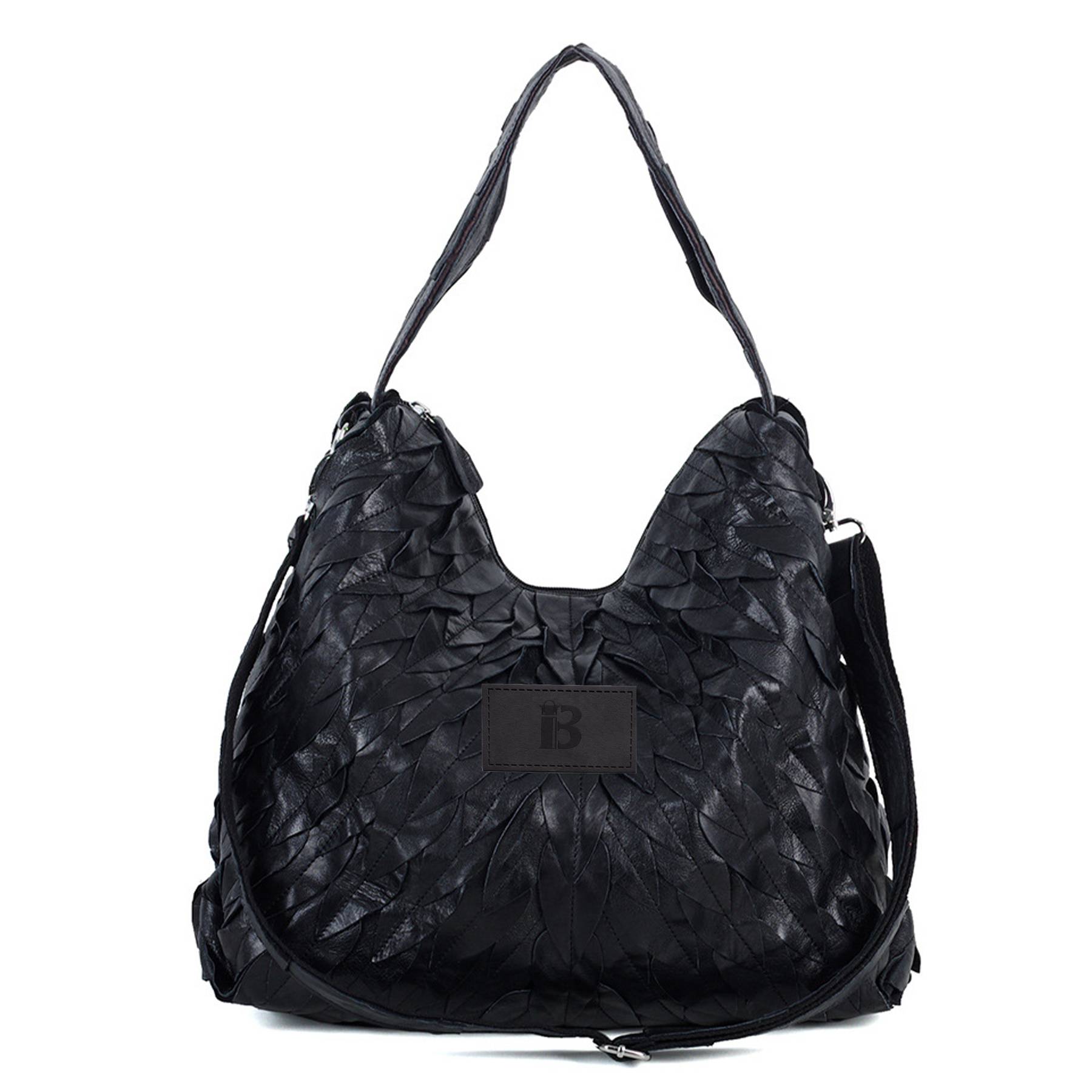 Genuine Leather Soft sheepskin panels handmade tote bag