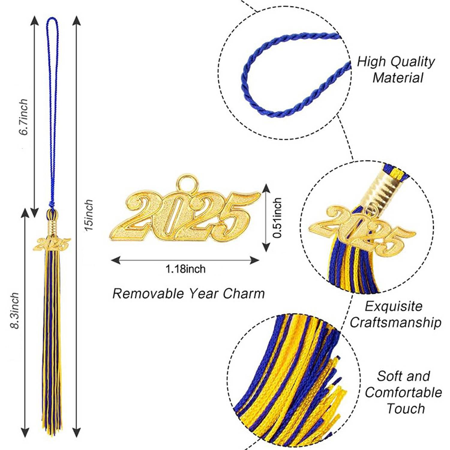 Graduation Tassels With Gold 2025 Year Charm Pendant - Image 11