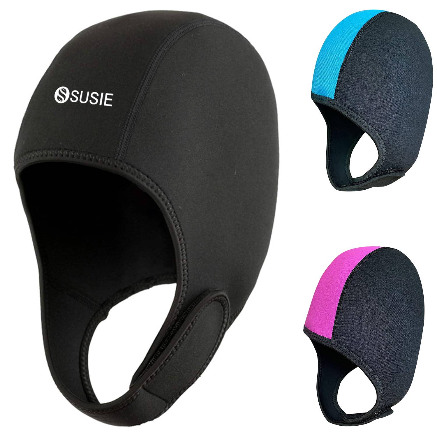 Soft Neoprene Diving Hood w/ Chin Strap for Men Women