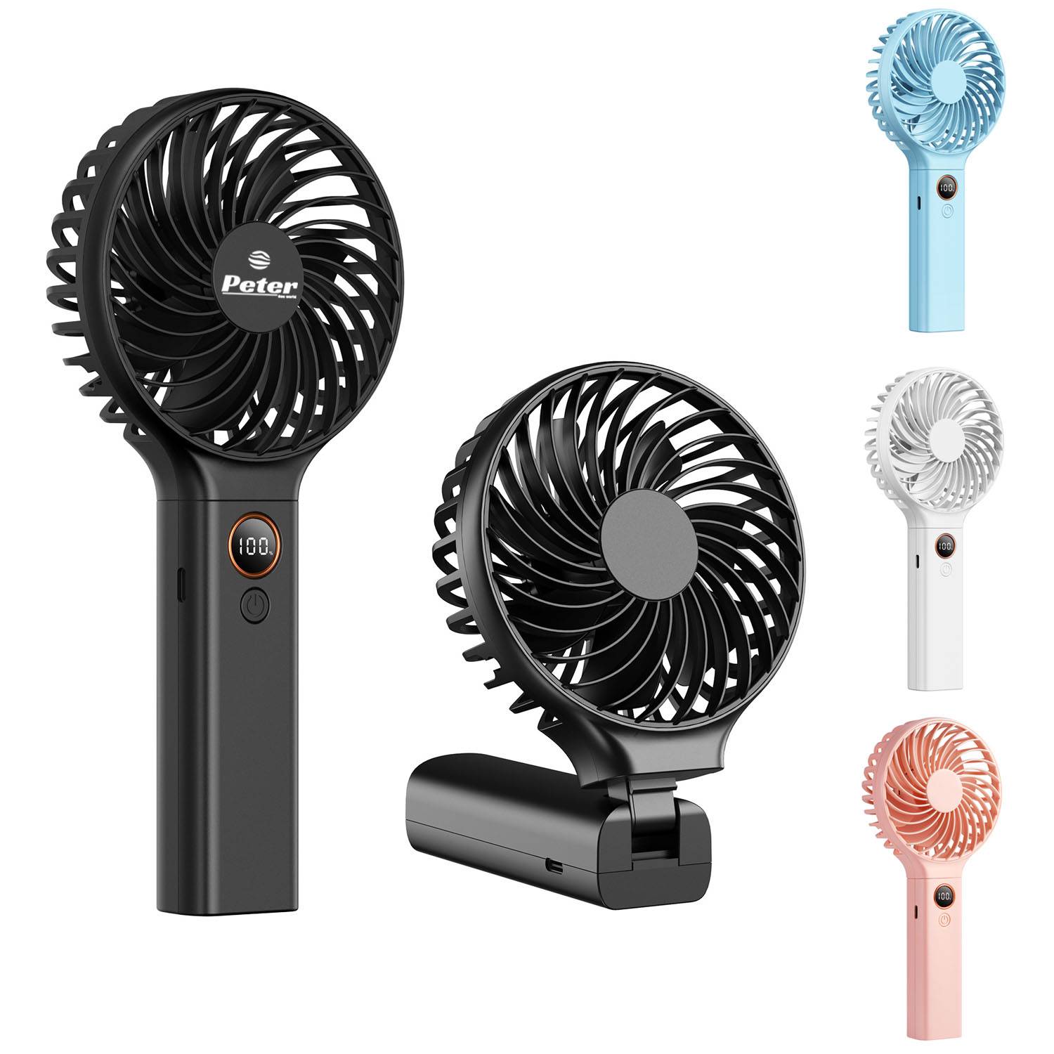 Compact Foldable 6-Speed Handheld Fan LED Display
